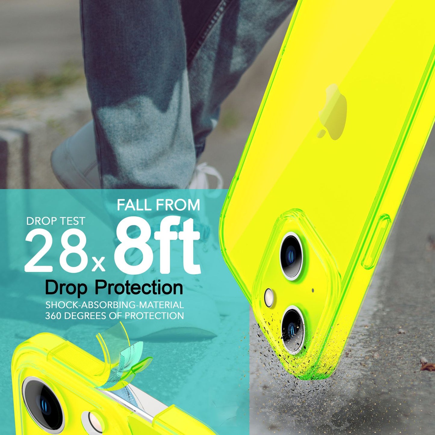Neon Hülle für iPhone 14 Plus, Durchscheinend Bunt Handyhülle Schutzhülle Cover