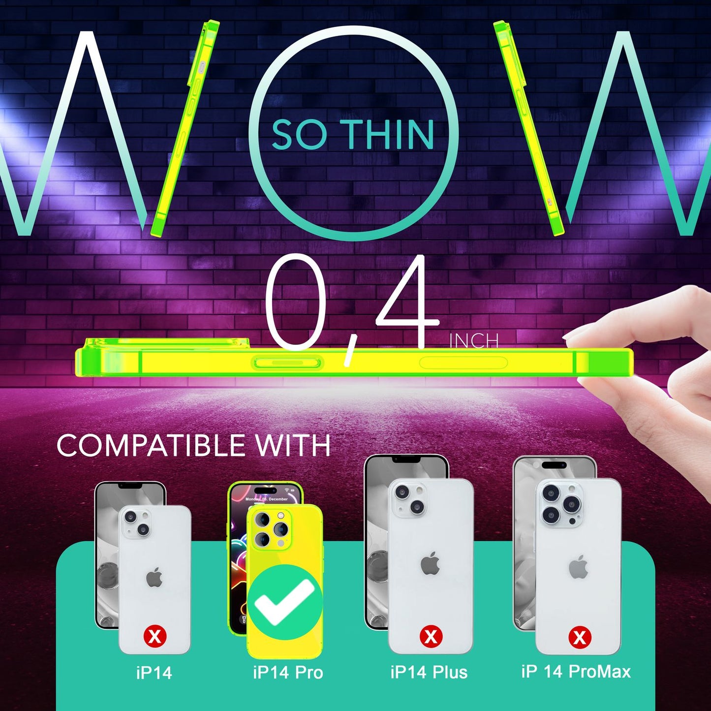 Neon Case for iPhone 14 Pro, Translucent Colorful Phone Case Cover Protective Case