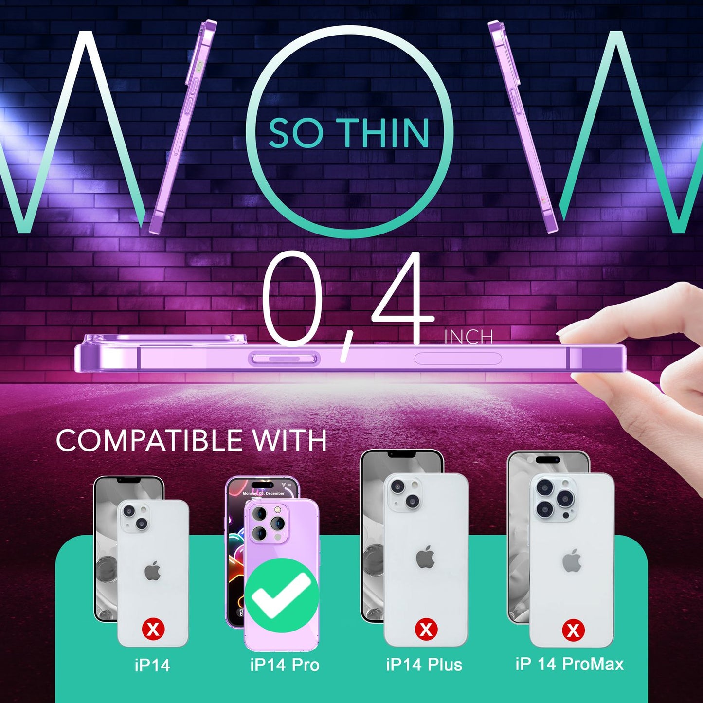 Neon Case for iPhone 14 Pro, Translucent Colorful Phone Case Cover Protective Case