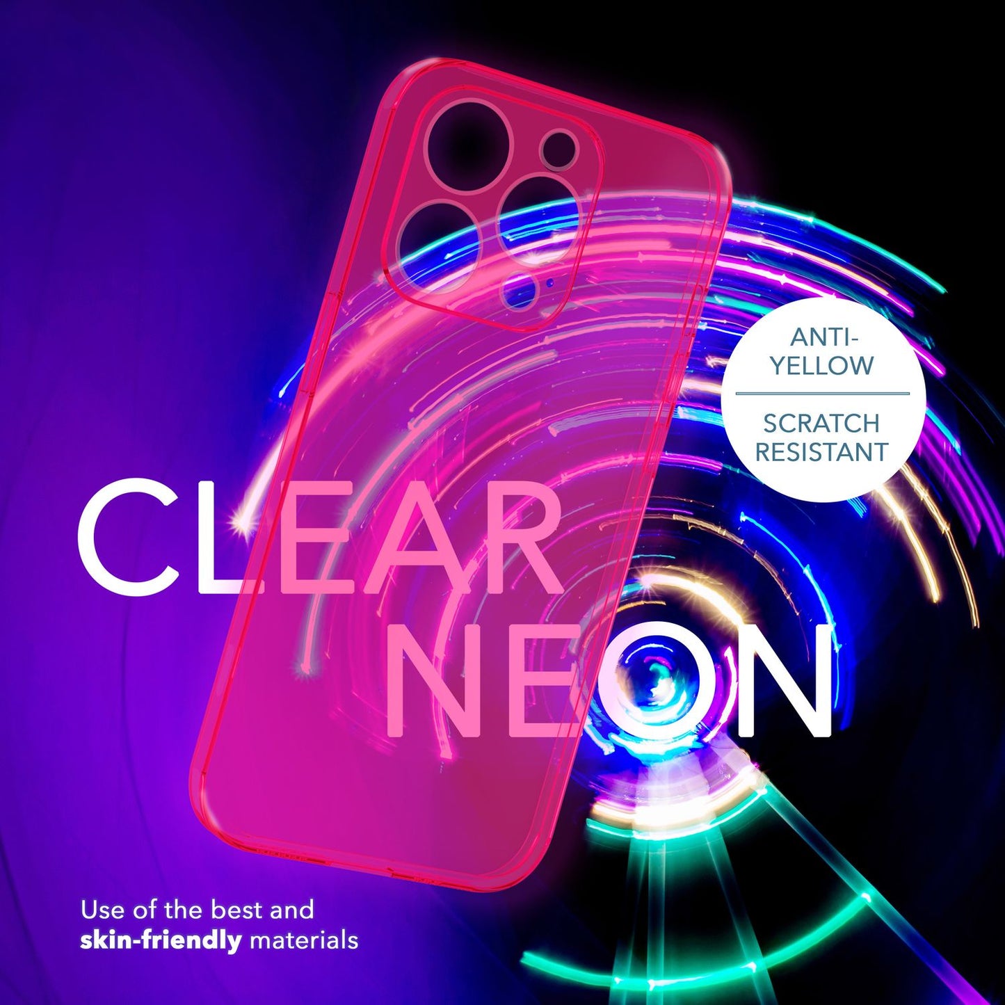 Neon Case for iPhone 14 Pro, Translucent Colorful Phone Case Cover Protective Case