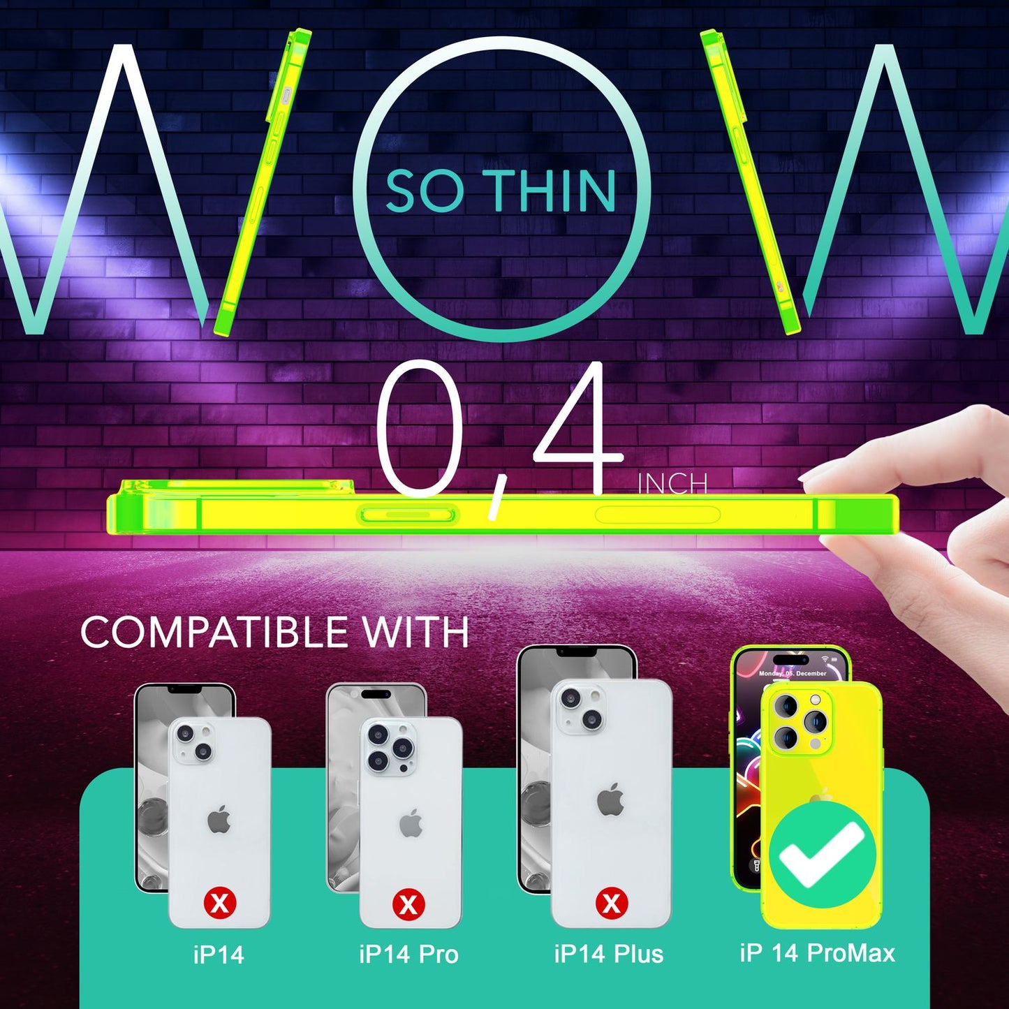 Neon Case for iPhone 14 Pro Max, Translucent Colorful TPU Protective Phone Case