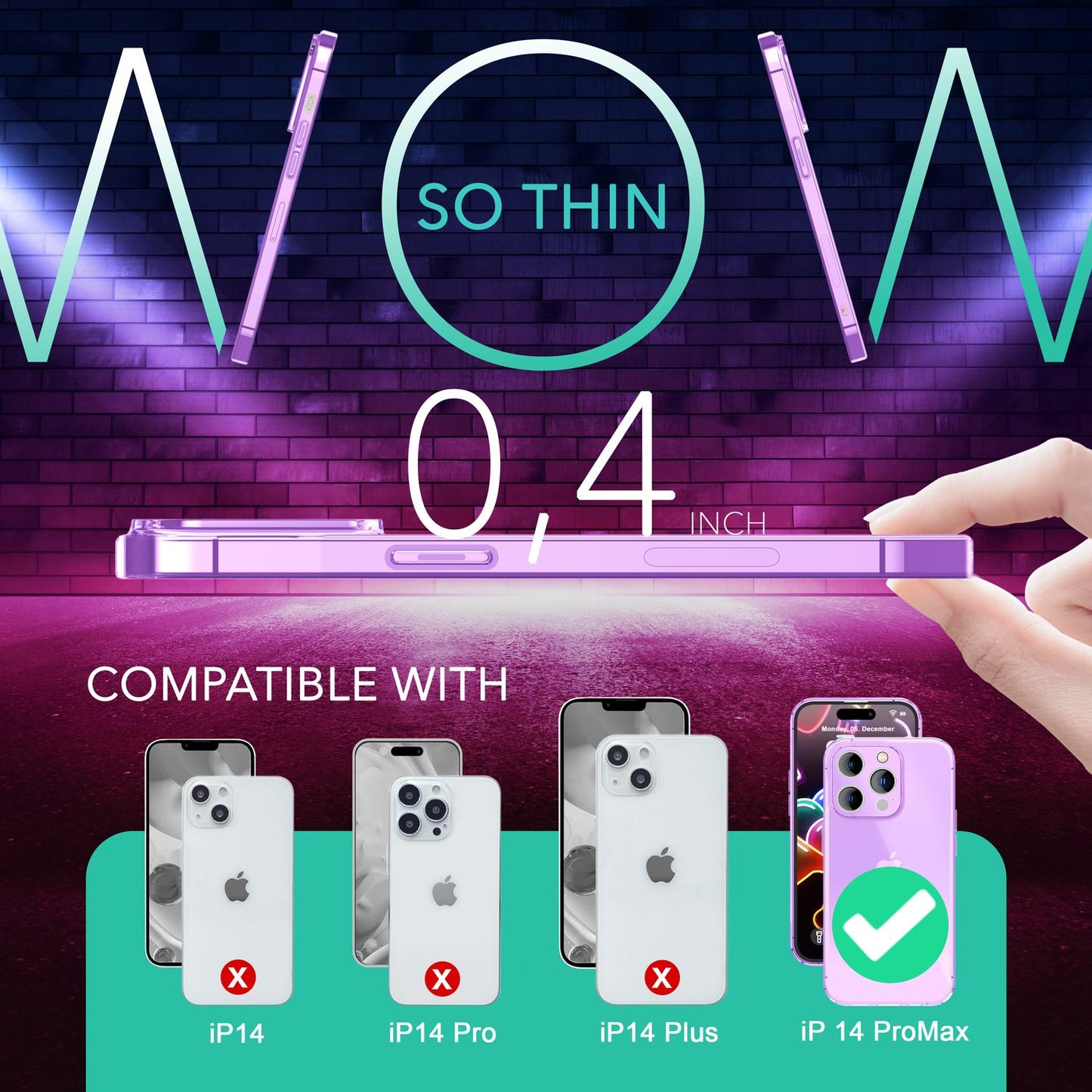 Neon Case for iPhone 14 Pro Max, Translucent Colorful TPU Protective Phone Case