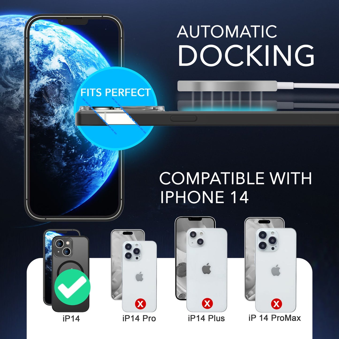 MagSafe hulstur með tvöföldu verndargleri fyrir iPhone 14, hálfgagnsætt hulstur sem kemur í veg fyrir gulnun.