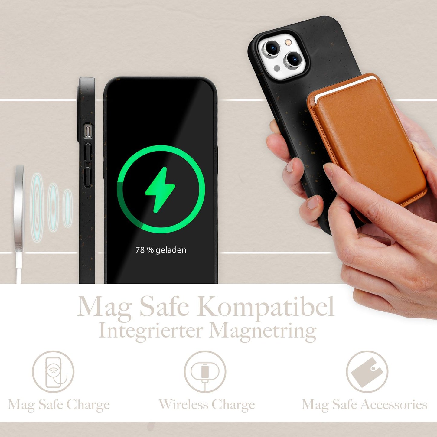 Bio Hülle mit MagSafe für iPhone 14 Plus, Nachhaltig Öko Case Umweltfreundlich