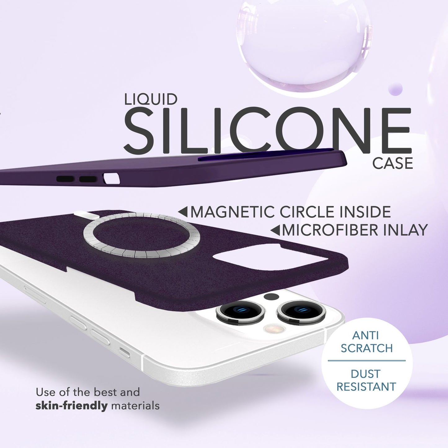 MagSafe Hülle mit 2x Schutz Glas für iPhone 14, Easy Clean Silikon Handy Cover