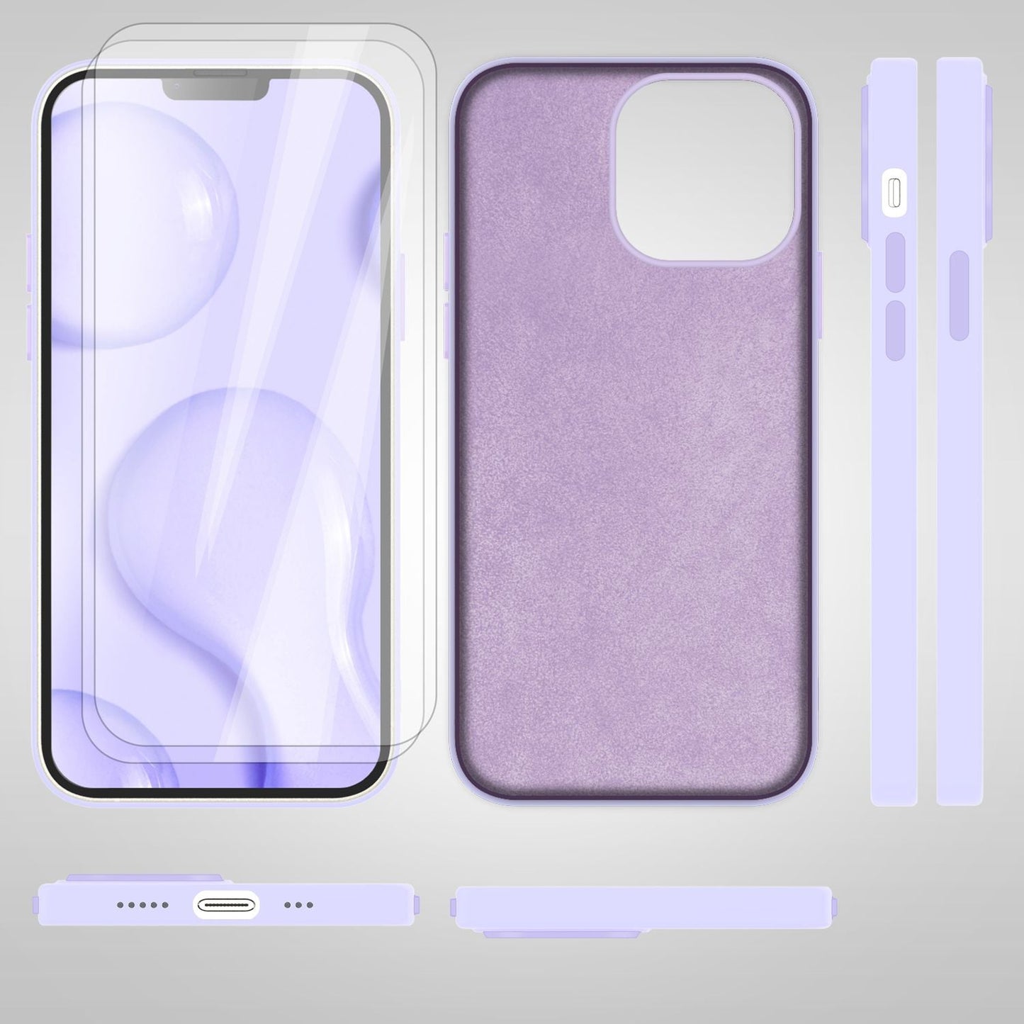 MagSafe Hülle mit 2x Schutz Glas für iPhone 14, Easy Clean Silikon Handy Cover