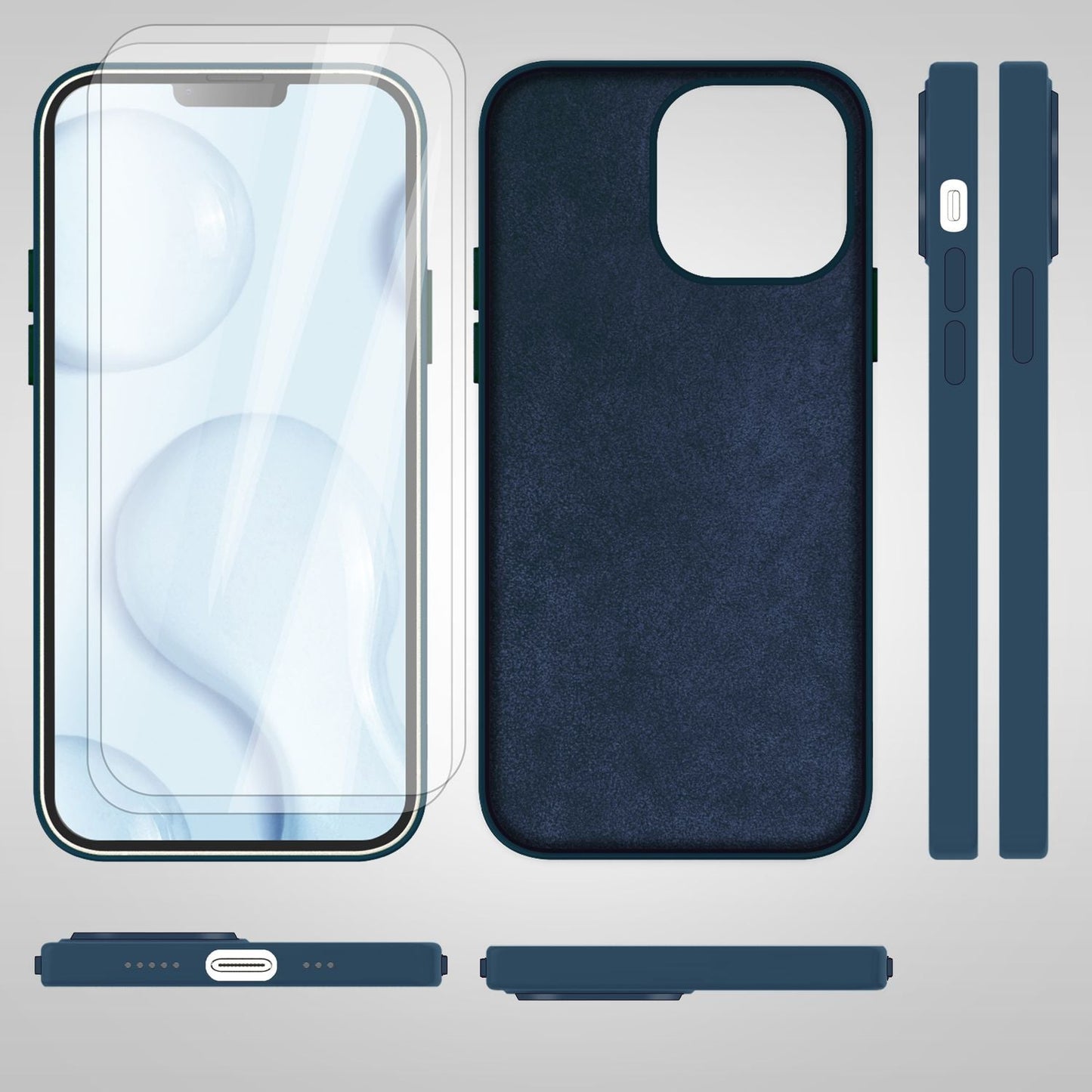 MagSafe Hülle mit 2x Schutz Glas für iPhone 14, Easy Clean Silikon Handy Cover