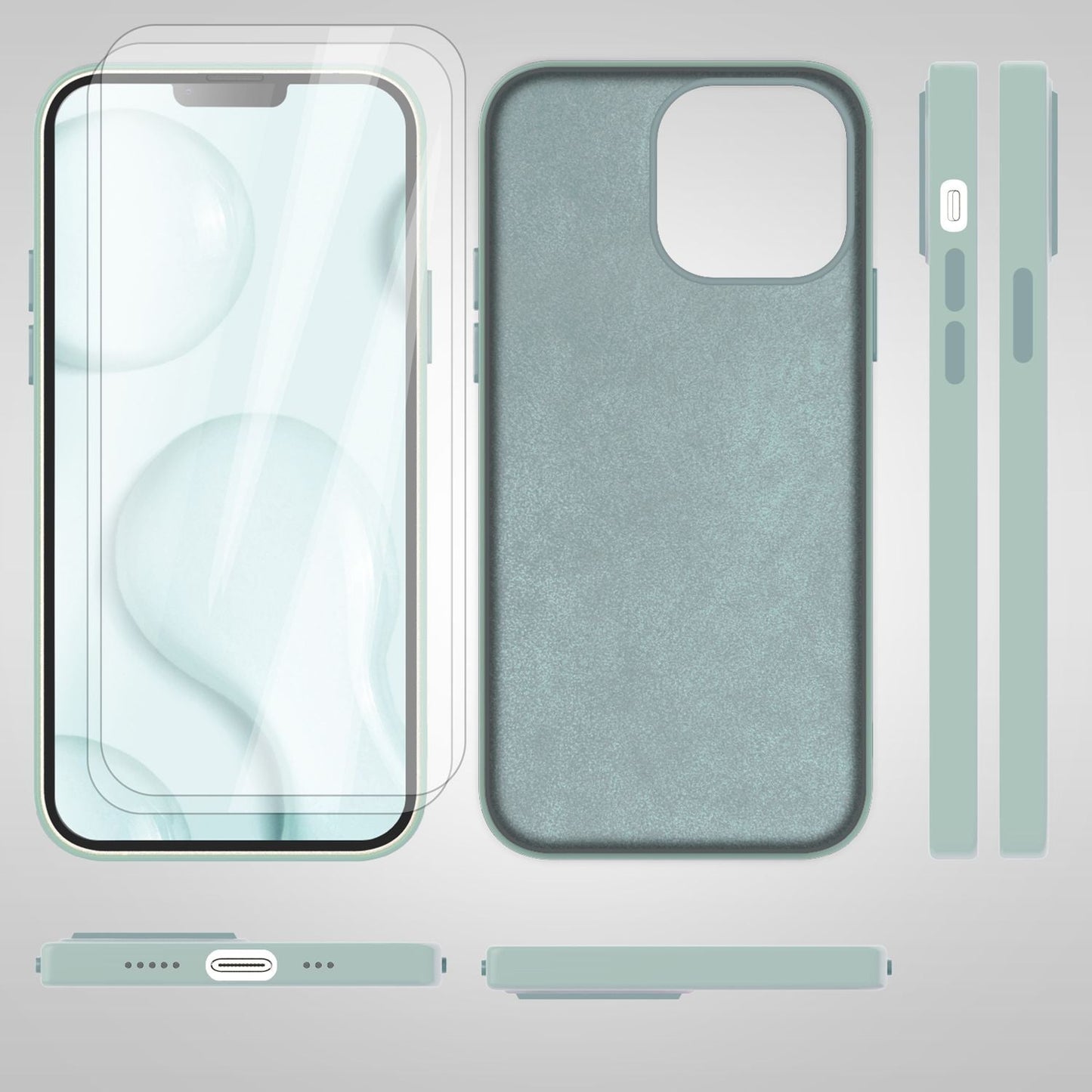 MagSafe Hülle mit 2x Schutz Glas für iPhone 14, Easy Clean Silikon Handy Cover