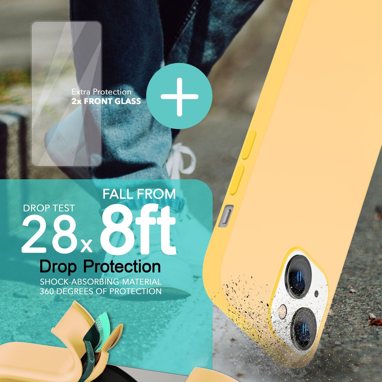 MagSafe Hülle mit 2x Schutz Glas für iPhone 14, Easy Clean Silikon Handy Cover