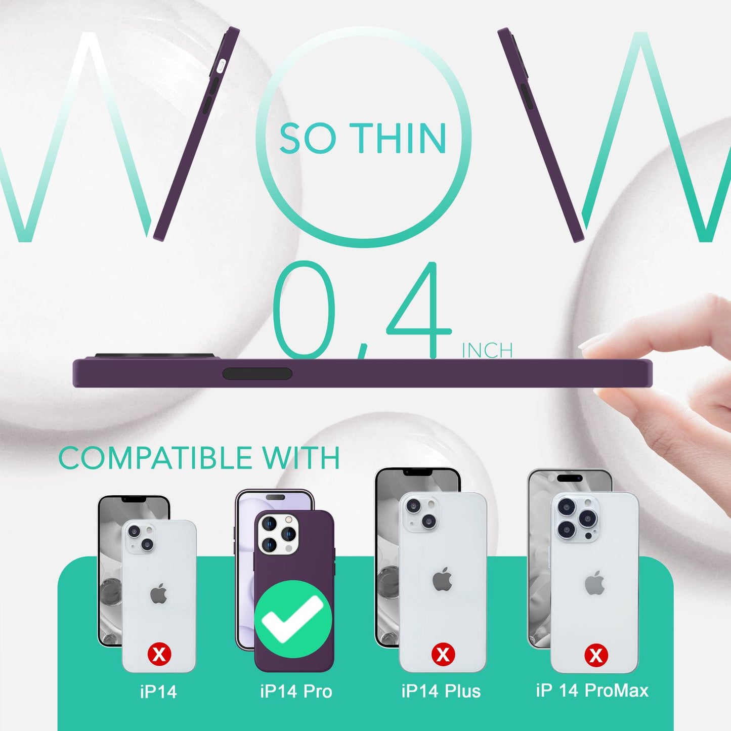 MagSafe case with 2x protective glass for iPhone 14 Pro, easy-clean silicone cover