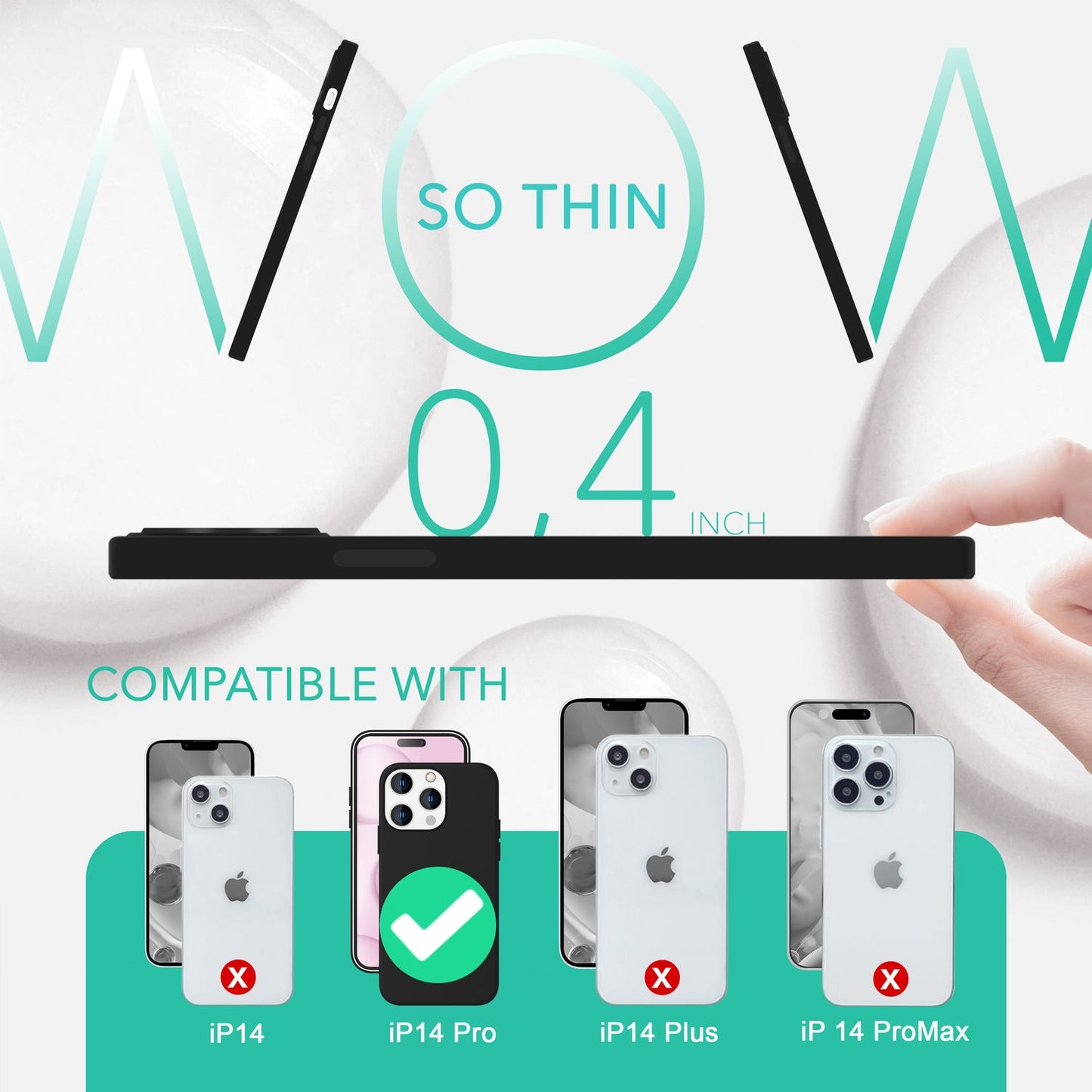 MagSafe case with 2x protective glass for iPhone 14 Pro, easy-clean silicone cover