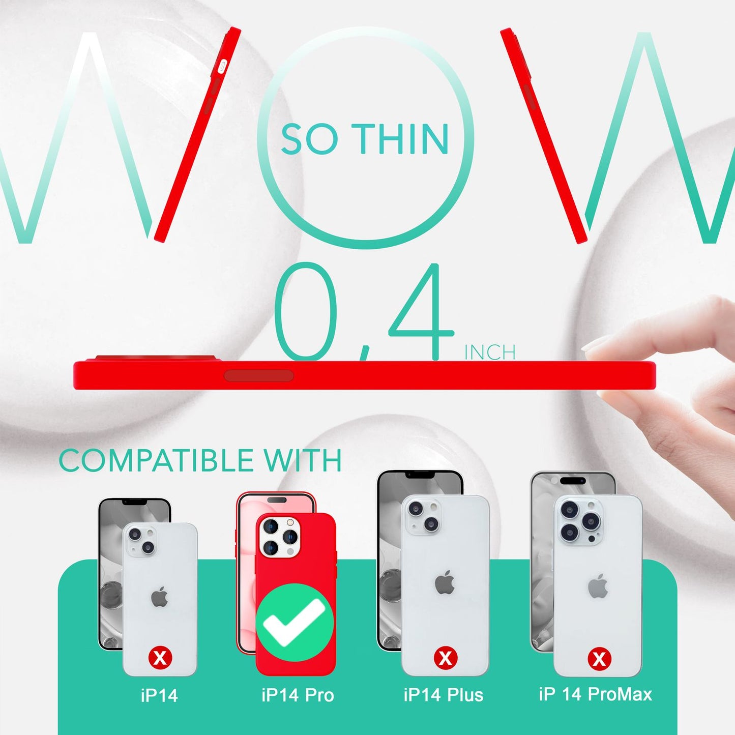 MagSafe case with 2x protective glass for iPhone 14 Pro, easy-clean silicone cover