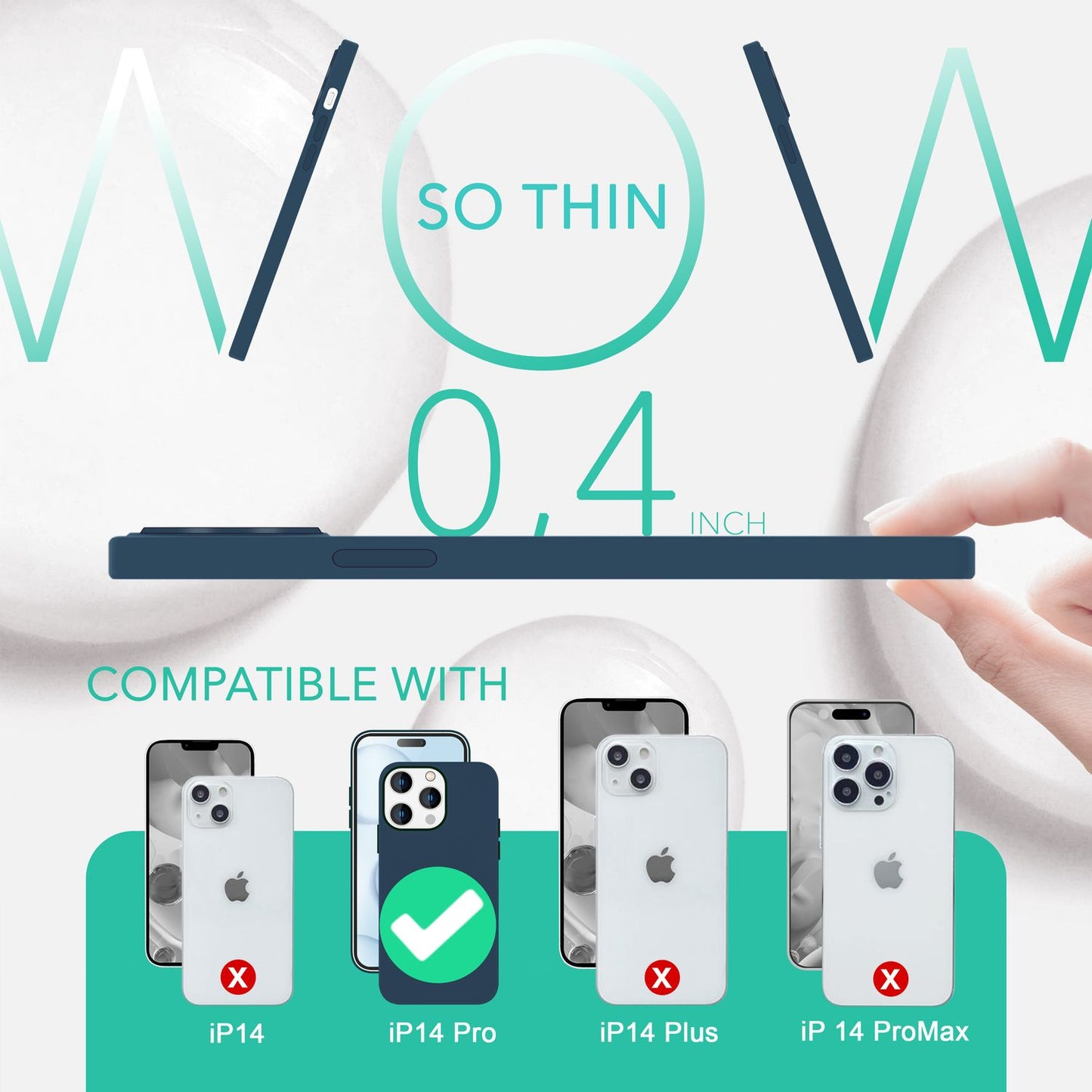 MagSafe case with 2x protective glass for iPhone 14 Pro, easy-clean silicone cover