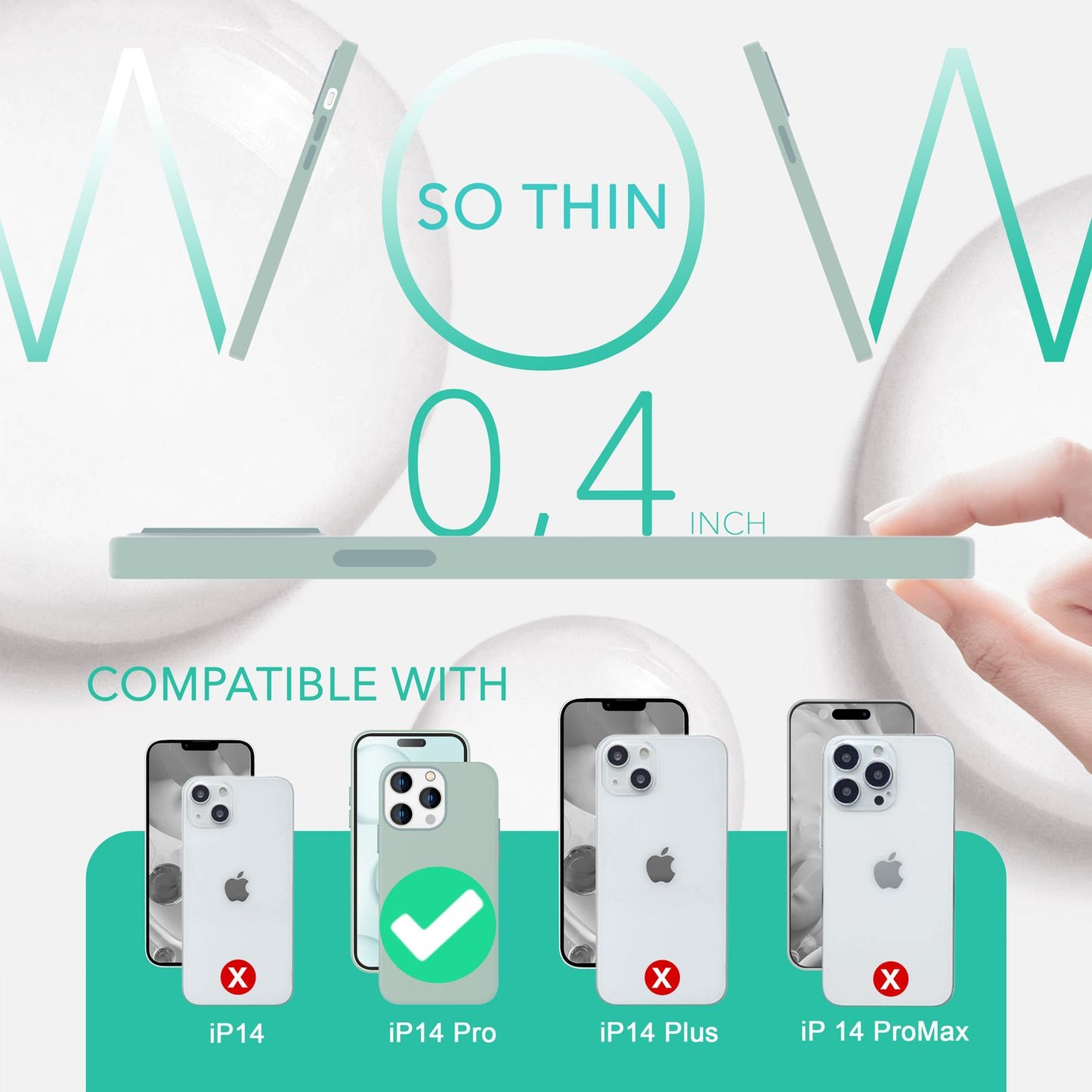 MagSafe case with 2x protective glass for iPhone 14 Pro, easy-clean silicone cover