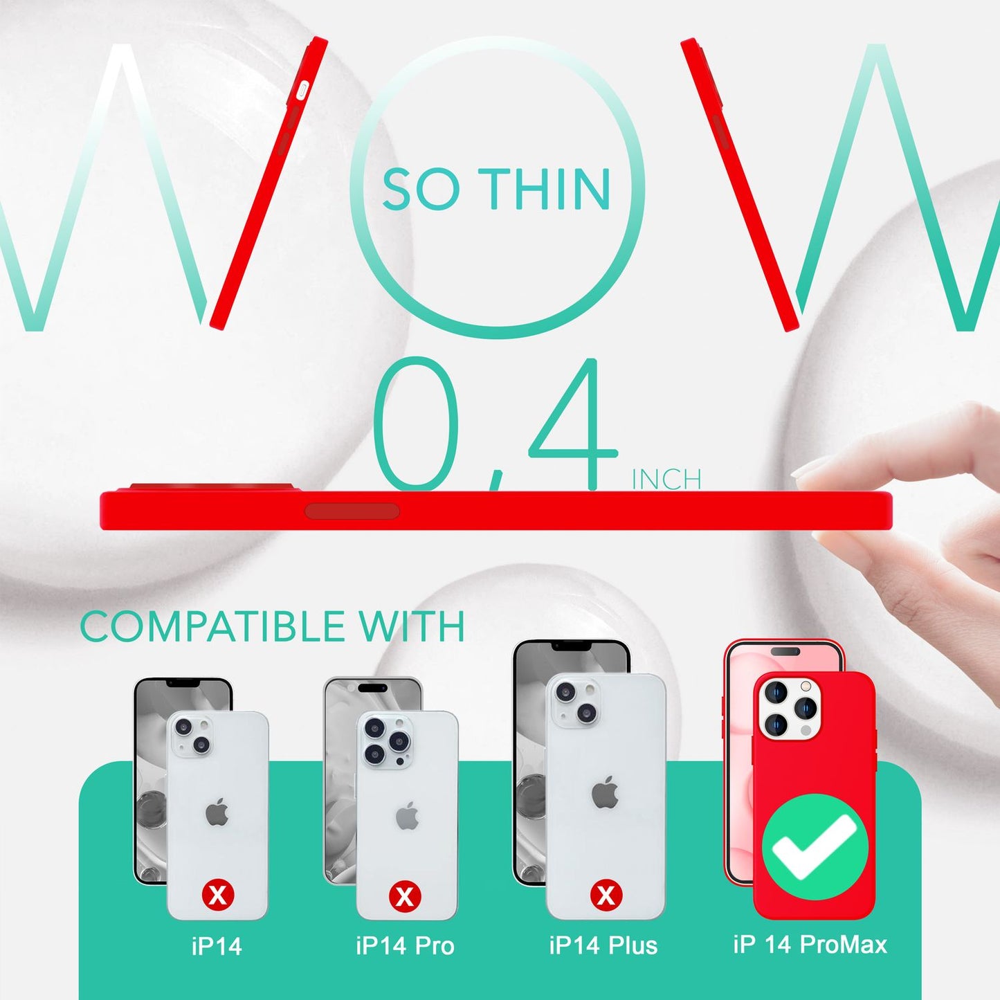 MagSafe hulstur með tvöföldu verndargleri fyrir iPhone 14 Pro Max, auðvelt að þrífa sílikonhulstur