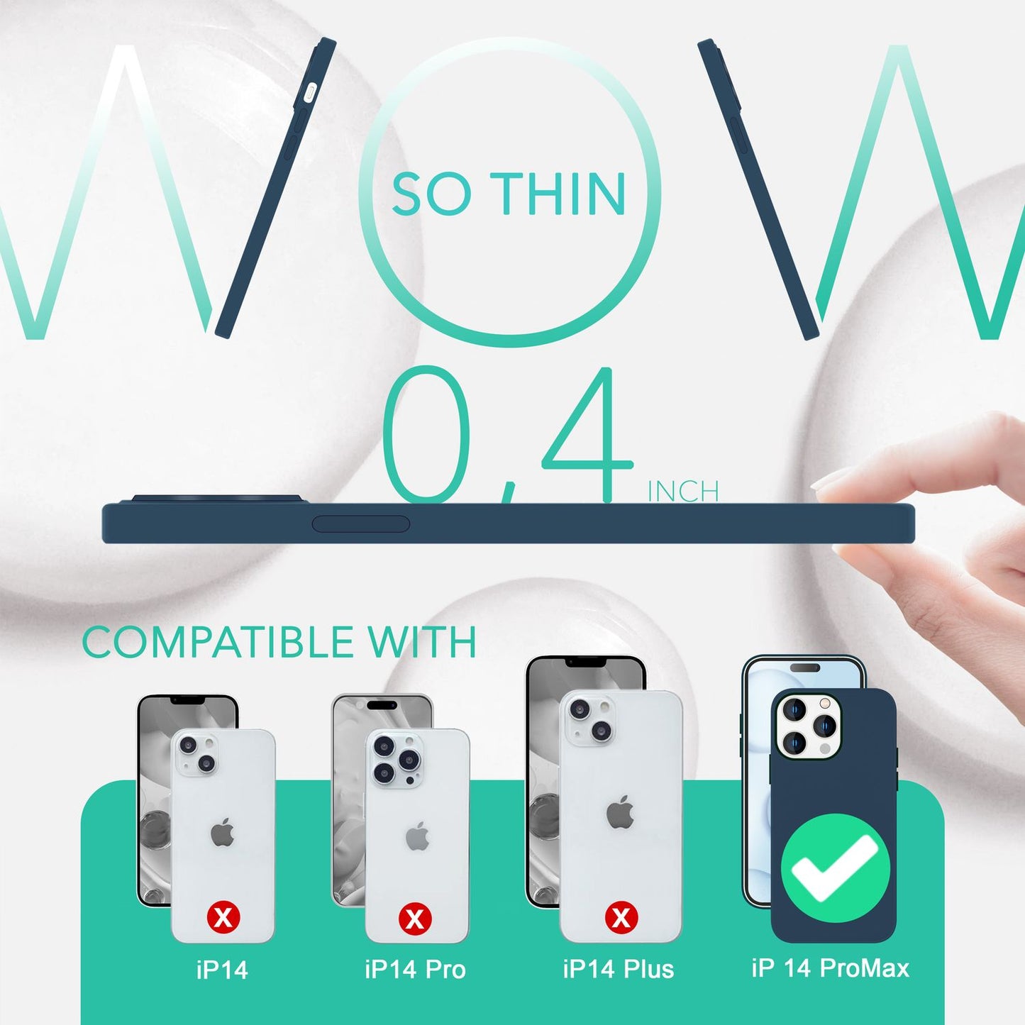 MagSafe hulstur með tvöföldu verndargleri fyrir iPhone 14 Pro Max, auðvelt að þrífa sílikonhulstur