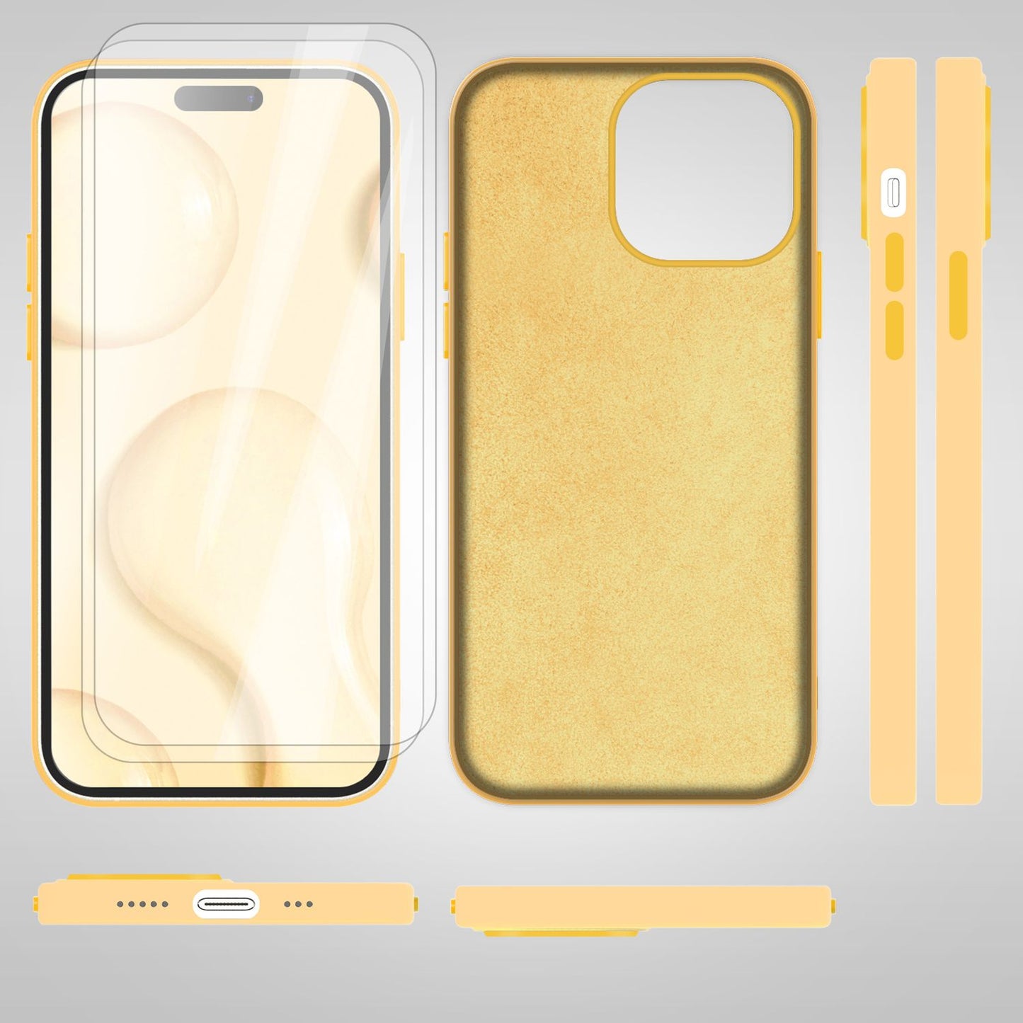 MagSafe hulstur með tvöföldu verndargleri fyrir iPhone 14 Pro Max, auðvelt að þrífa sílikonhulstur