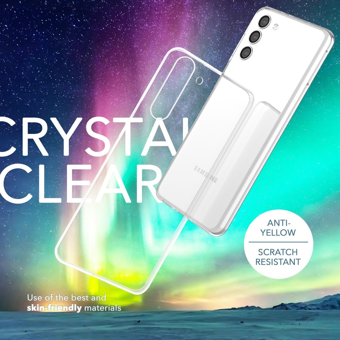 Clear silicone case for Samsung Galaxy S23, 2x glass screen protectors &amp; camera protector