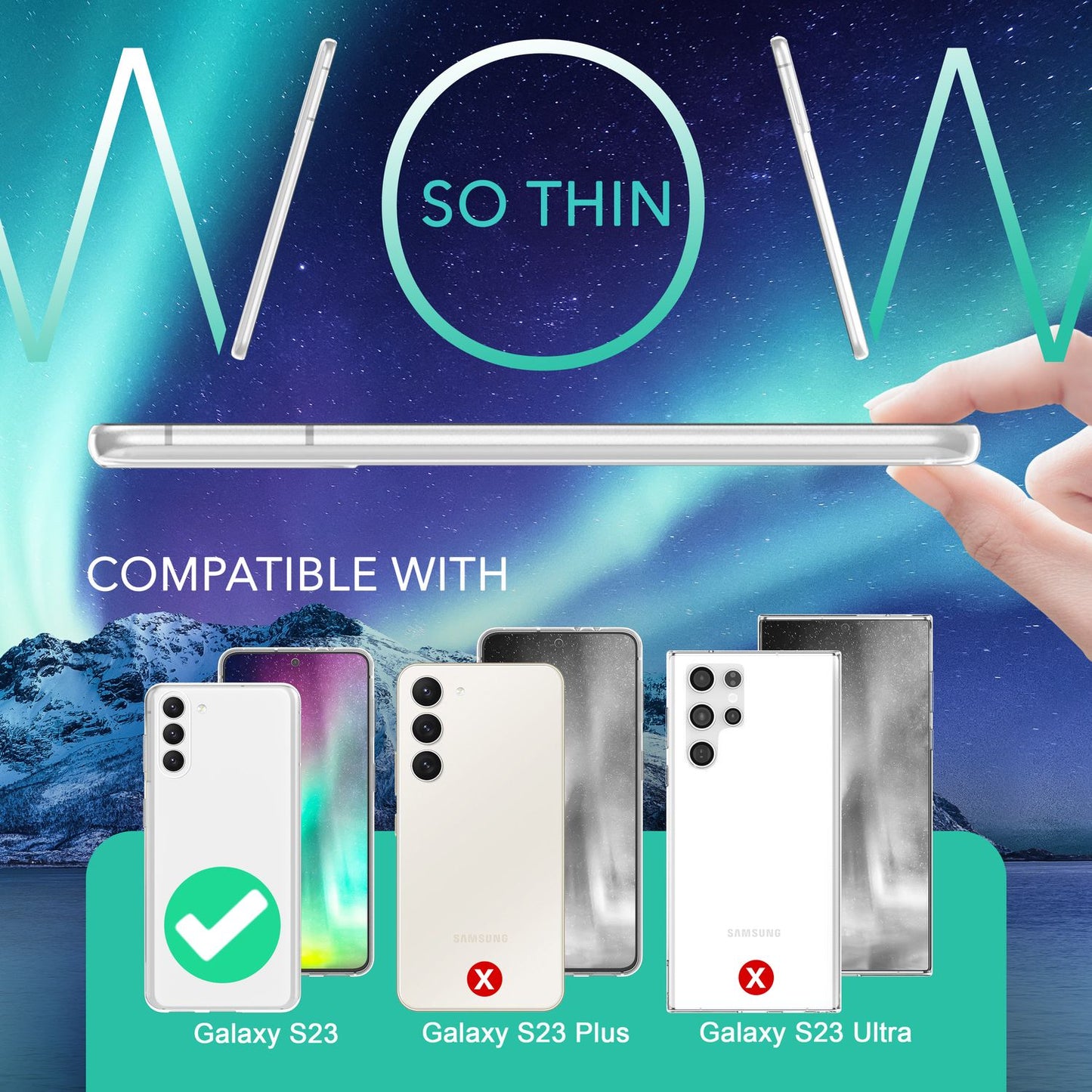 Clear silicone case for Samsung Galaxy S23, 2x glass screen protectors &amp; camera protector