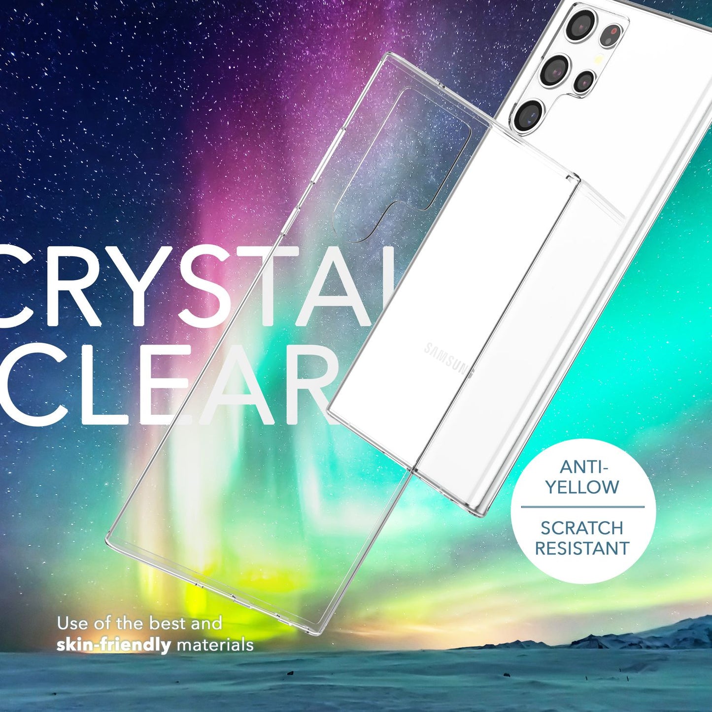 Glært sílikonhulstur fyrir Samsung Galaxy S23 Ultra, tvöfaldur skjávörn og myndavélarvörn