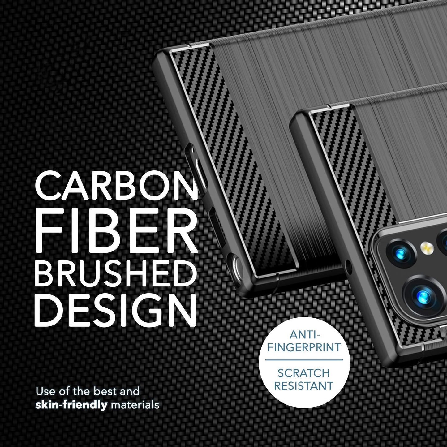 Kolefnisútlitshlíf fyrir Samsung Galaxy S23 Ultra, tvöfaldur skjávörn og myndavélarvörn