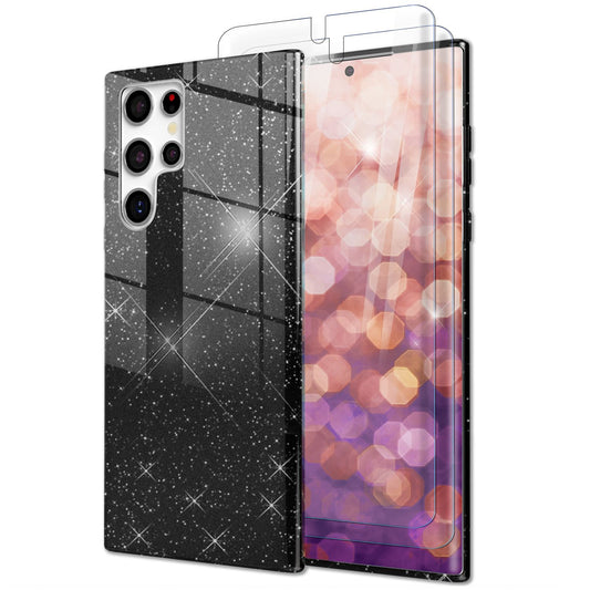 Glitter Hybrid Case for Samsung Galaxy S23 Ultra, 2x Screen Protectors