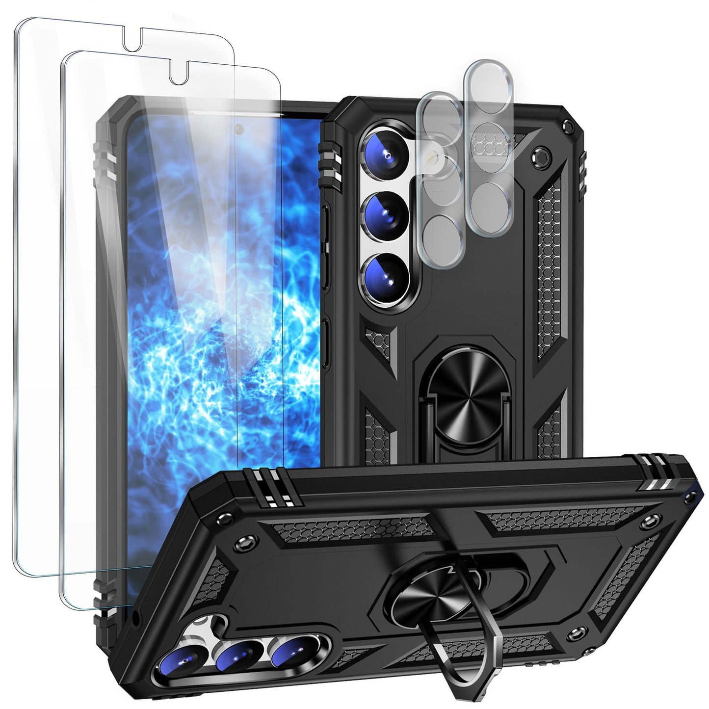 Herhringhulstur fyrir Samsung Galaxy S23, tvöfaldur skjá- og myndavélarvörn