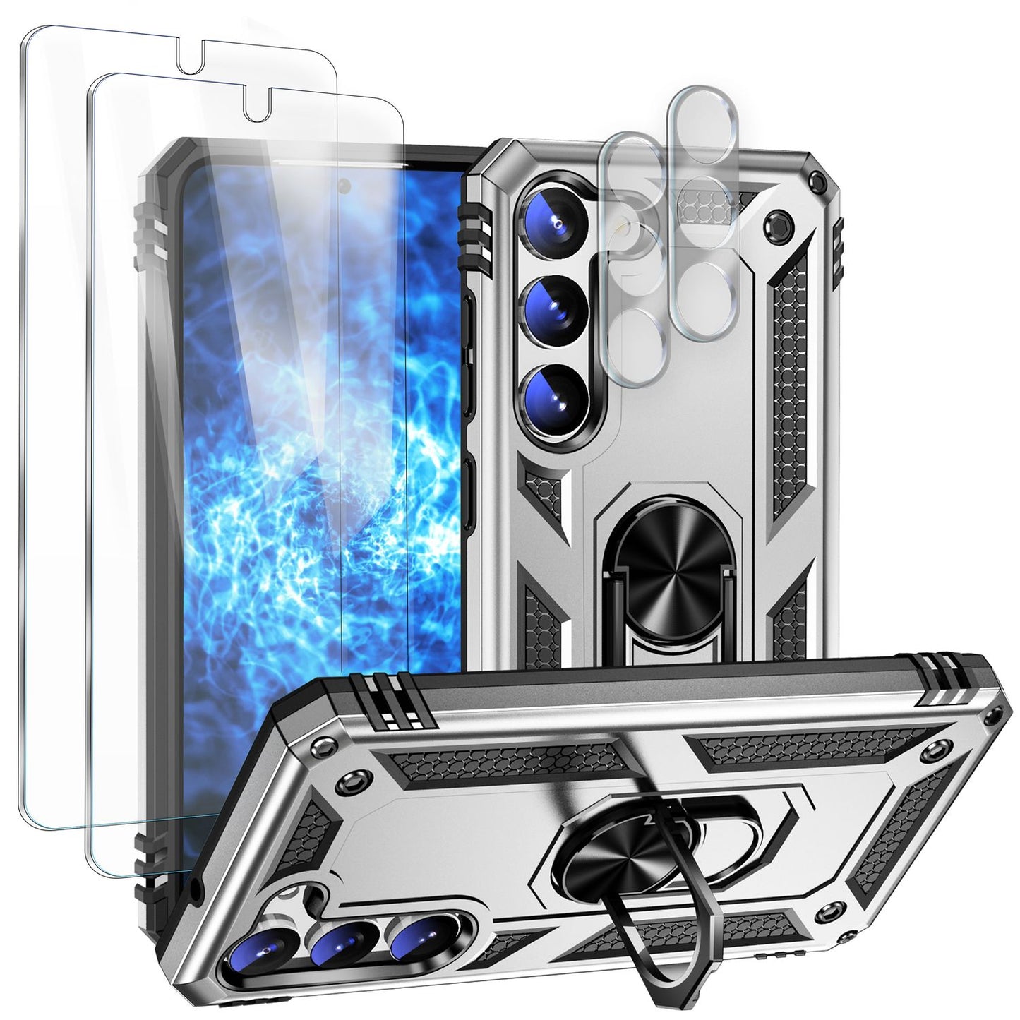 Herhringhulstur fyrir Samsung Galaxy S23, tvöfaldur skjá- og myndavélarvörn