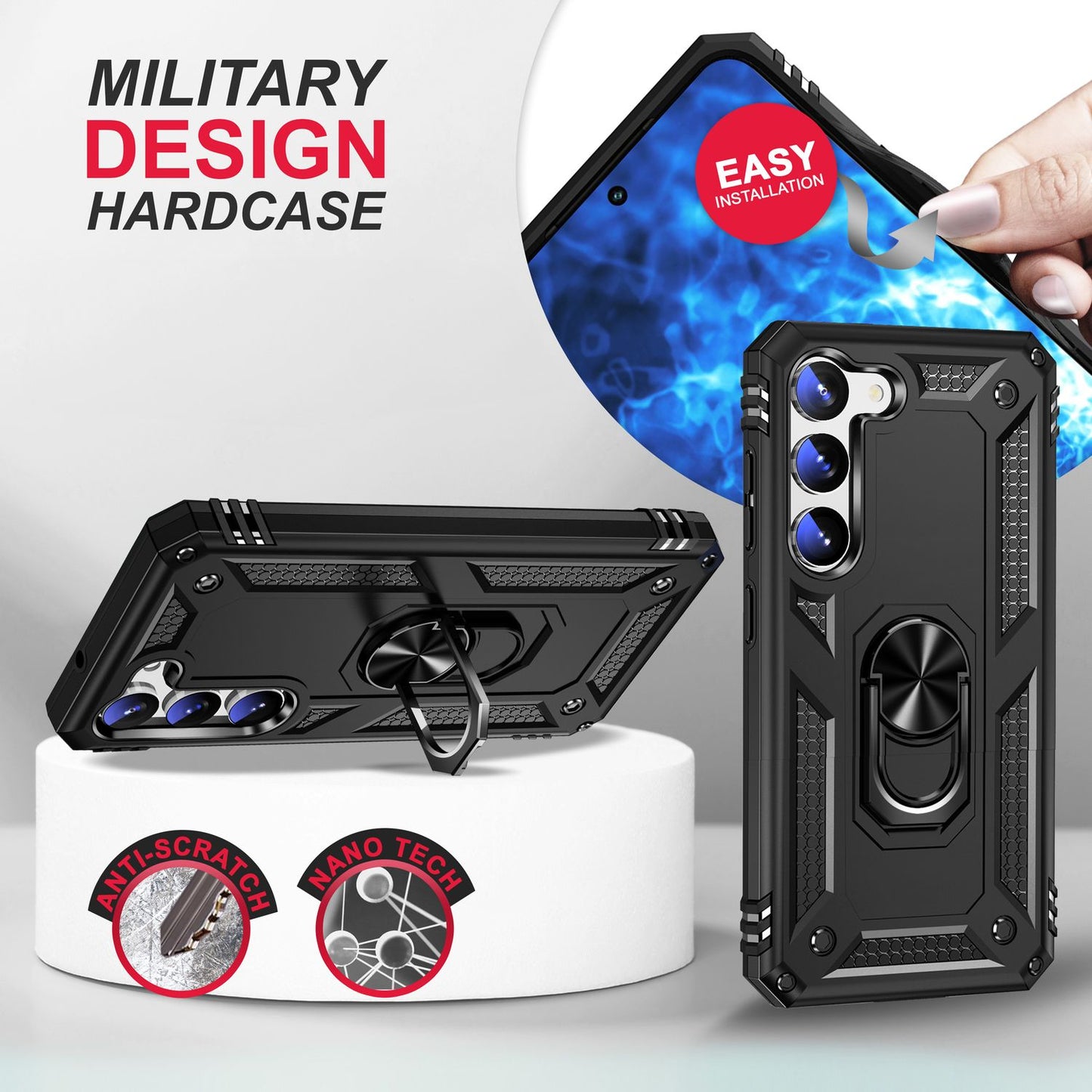 Herhringhulstur fyrir Samsung Galaxy S23 Plus, skjá-/myndavélarvörn