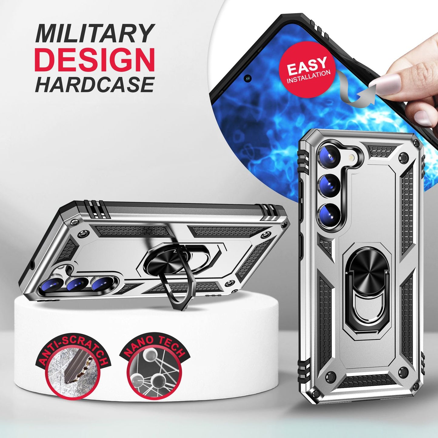 Herhringhulstur fyrir Samsung Galaxy S23 Plus, skjá-/myndavélarvörn