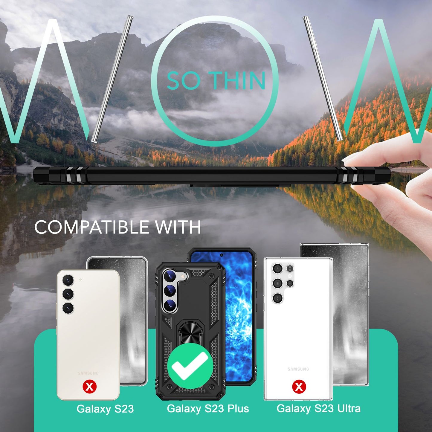 Herhringhulstur fyrir Samsung Galaxy S23 Plus, skjá-/myndavélarvörn