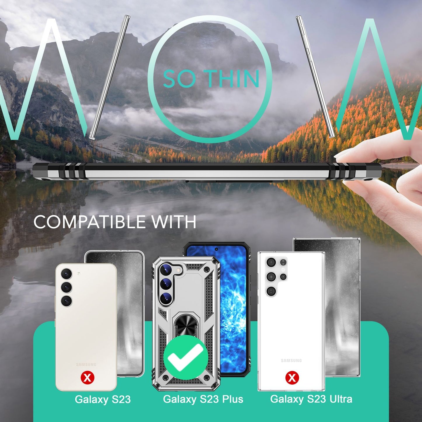 Herhringhulstur fyrir Samsung Galaxy S23 Plus, skjá-/myndavélarvörn