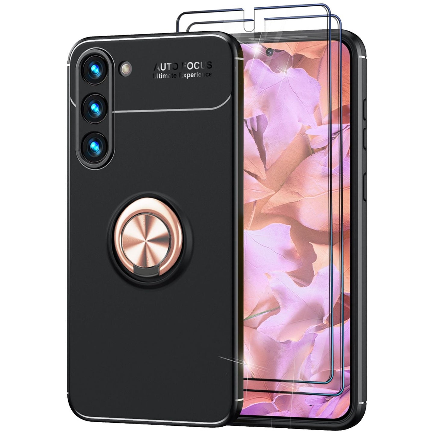 Matt hringlaga sílikonhulstur fyrir Samsung Galaxy S23 Plus, 2x skjávörn