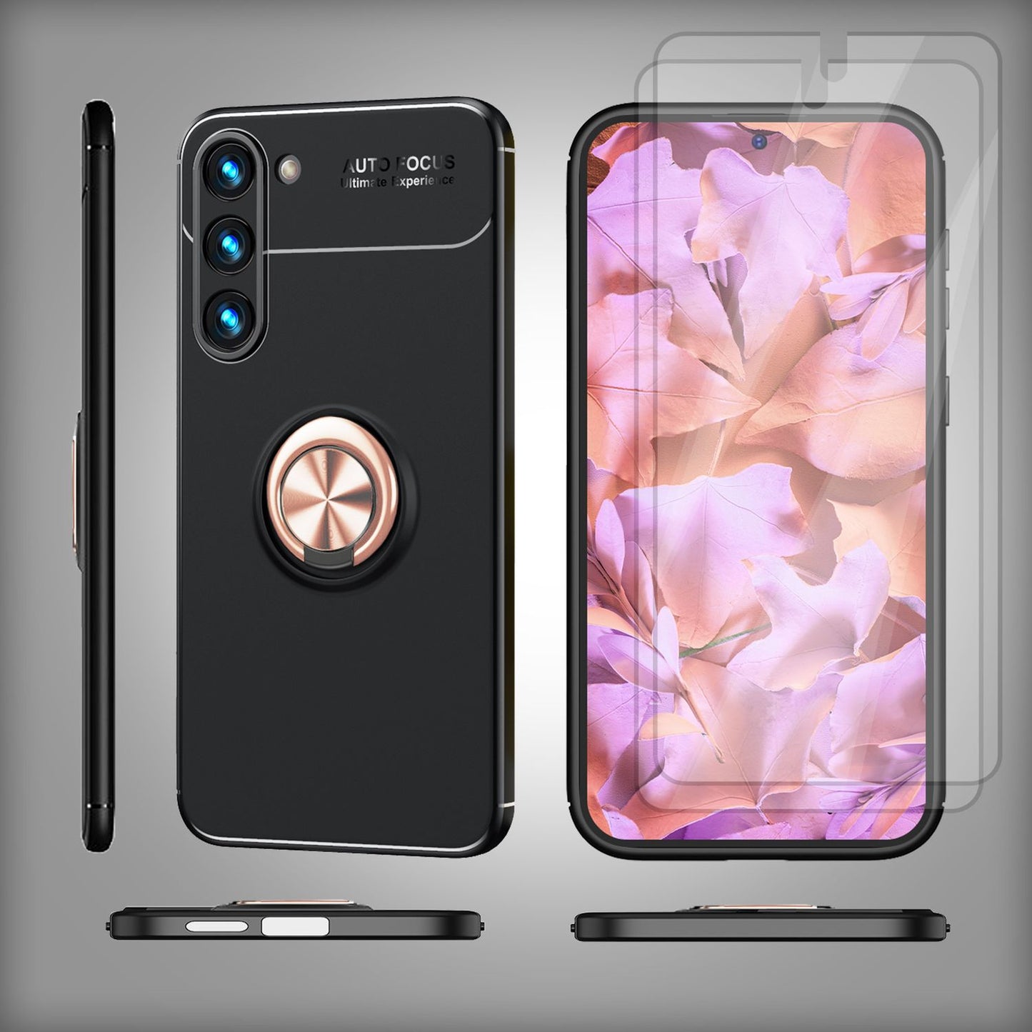 Matt hringlaga sílikonhulstur fyrir Samsung Galaxy S23 Plus, 2x skjávörn