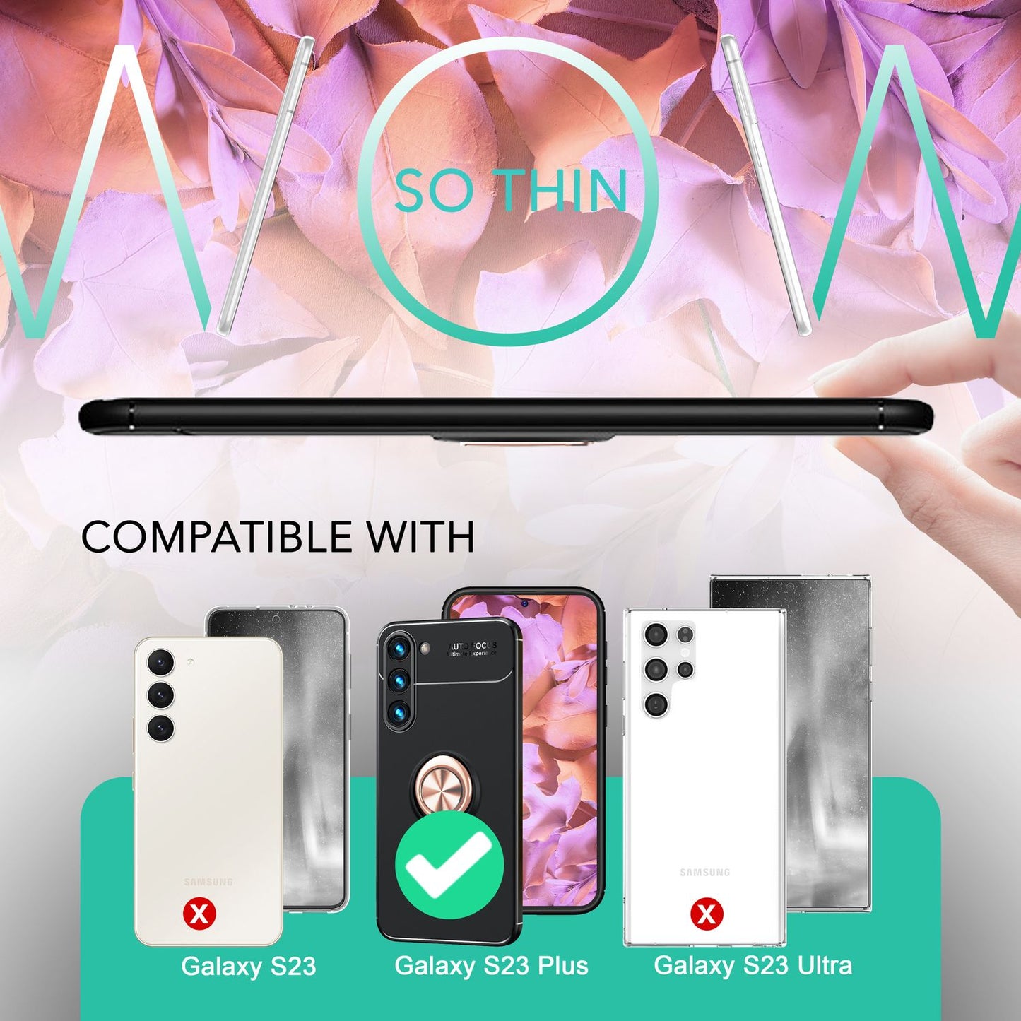 Matt hringlaga sílikonhulstur fyrir Samsung Galaxy S23 Plus, 2x skjávörn