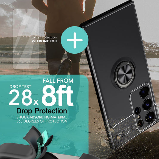 Ring silicone case for Samsung Galaxy S23 Ultra, 2x screen protectors