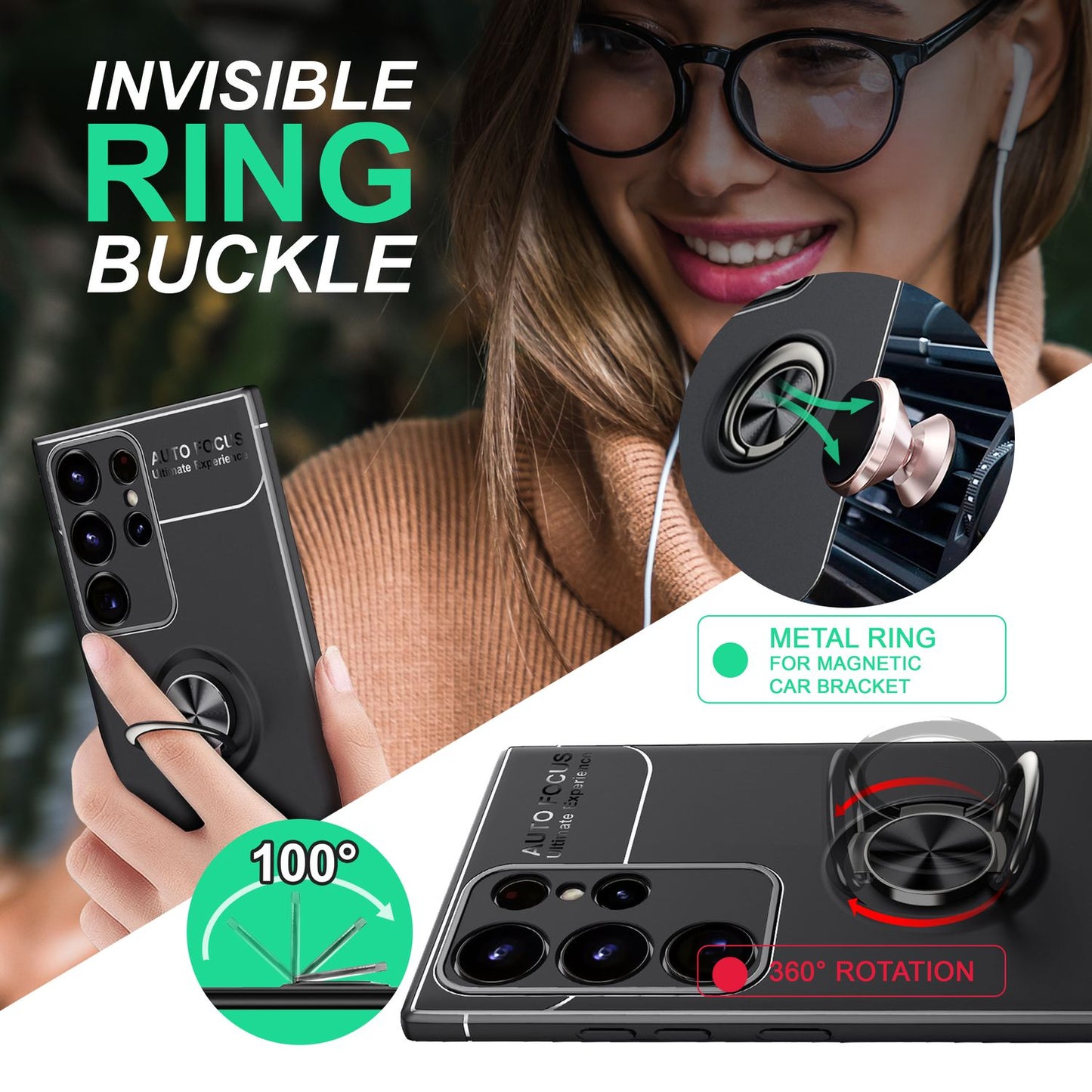 Ring silicone case for Samsung Galaxy S23 Ultra, 2x screen protectors