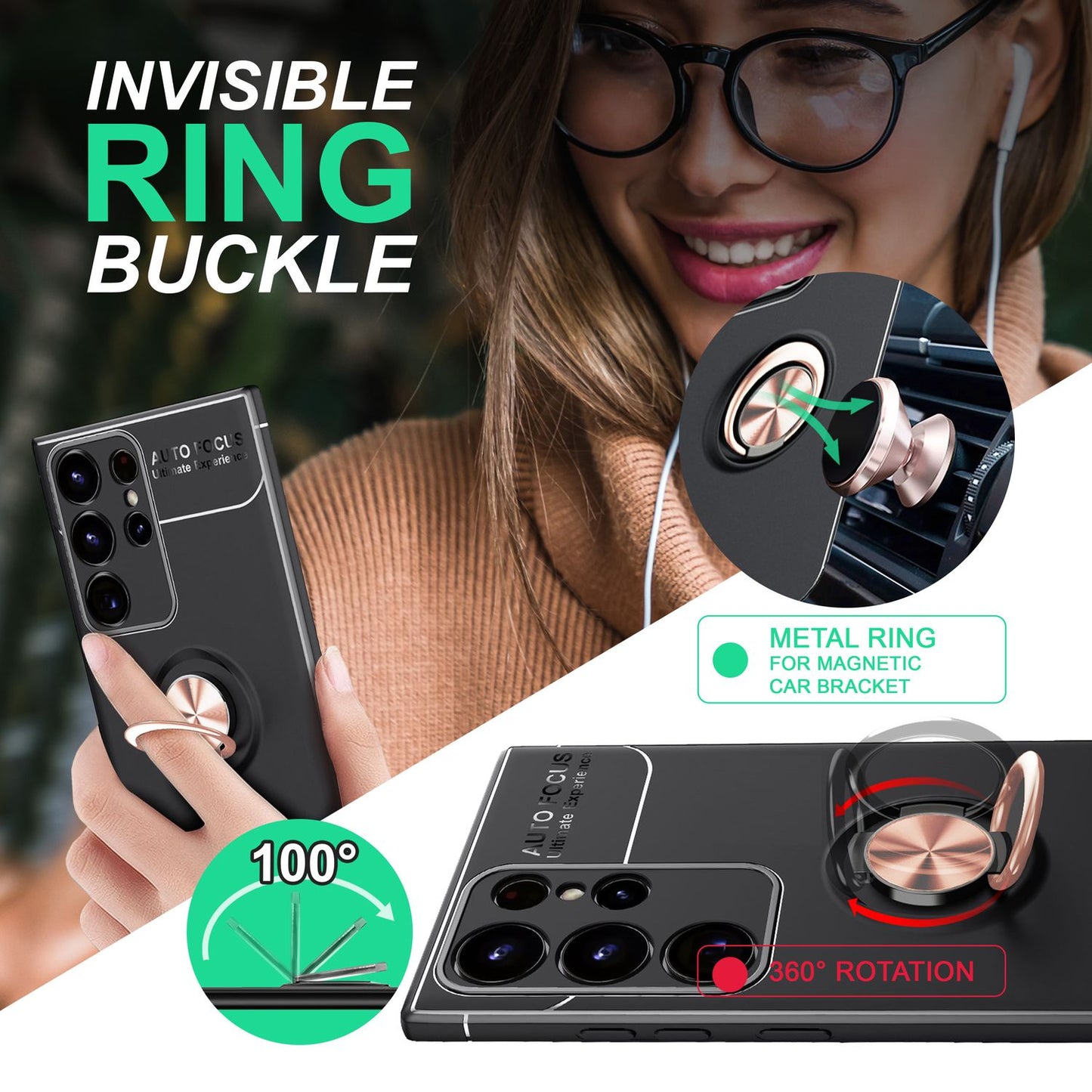 Ring silicone case for Samsung Galaxy S23 Ultra, 2x screen protectors