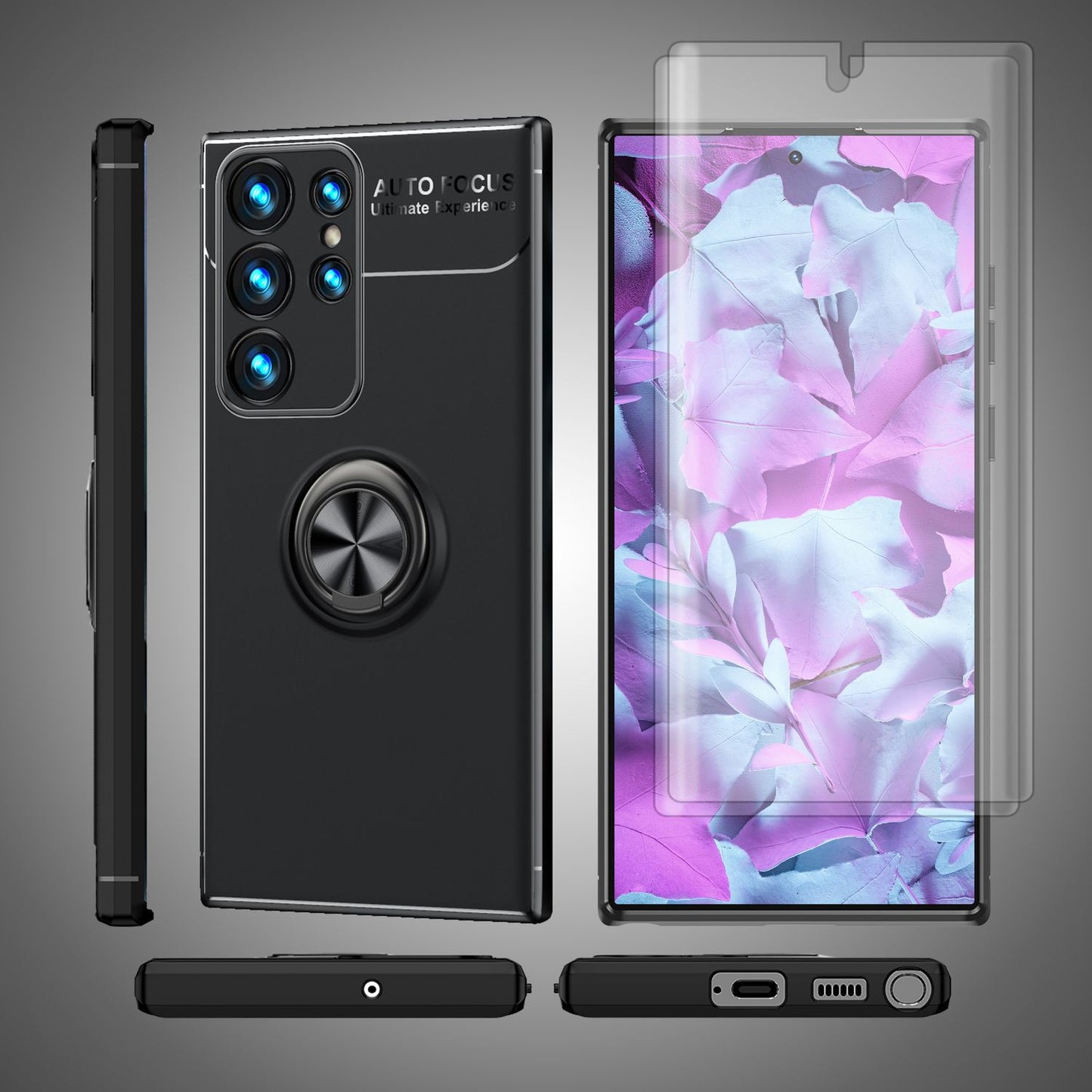 Ring silicone case for Samsung Galaxy S23 Ultra, 2x screen protectors