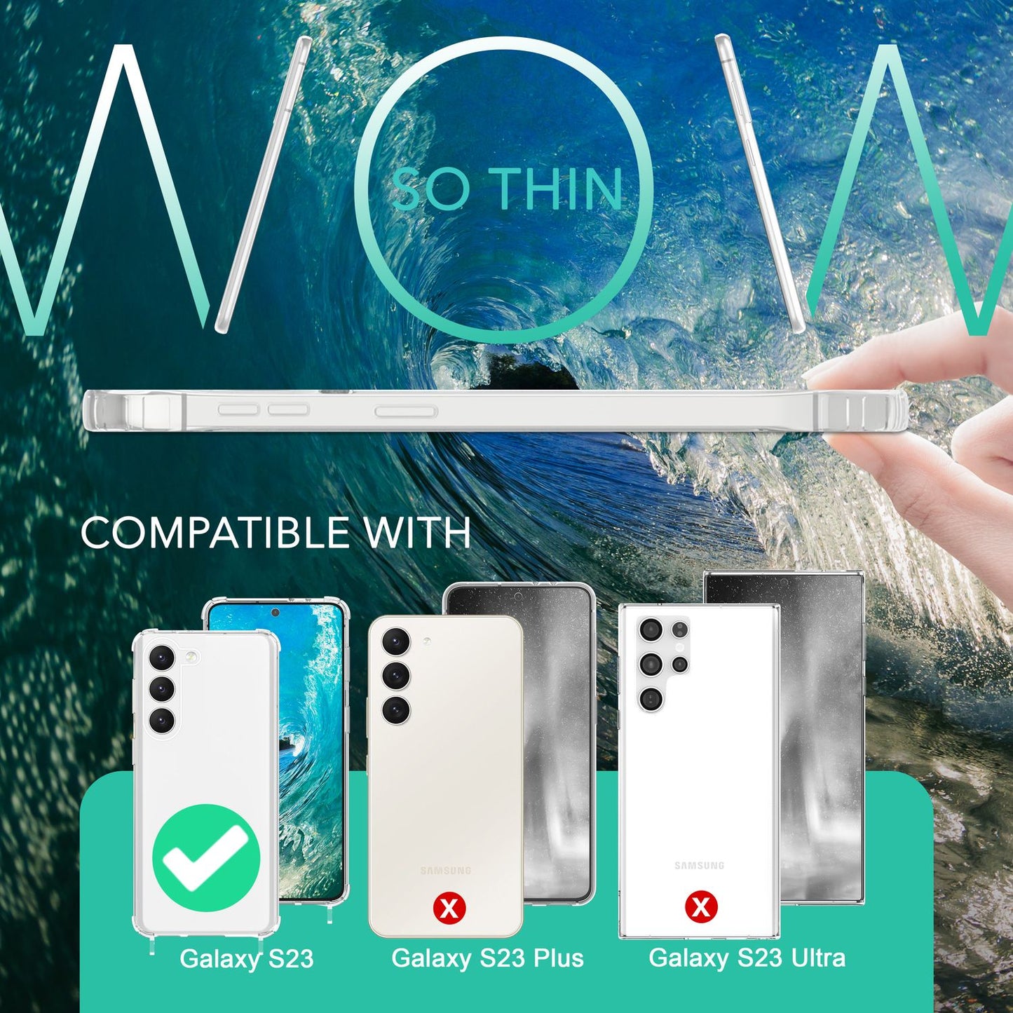 Clear hybrid case with chain for Samsung Galaxy S23