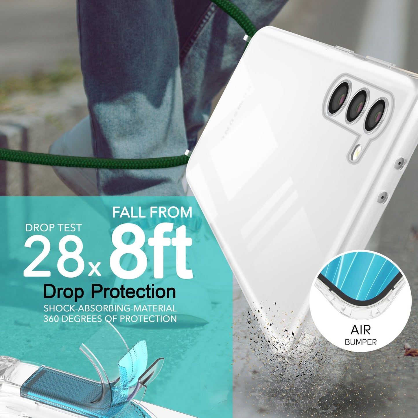Clear hybrid case with chain for Samsung Galaxy S23