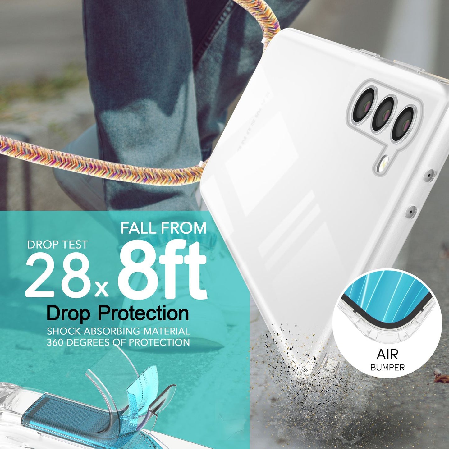 Clear hybrid case with chain for Samsung Galaxy S23