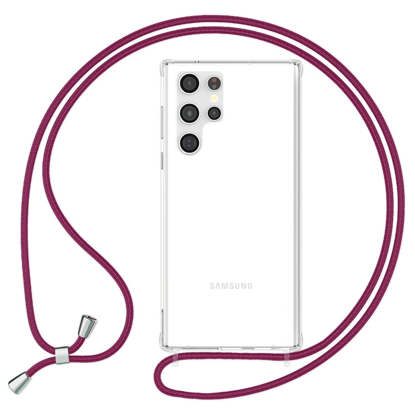 Gegnsætt hulstur með keðju fyrir Samsung Galaxy S23 Ultra