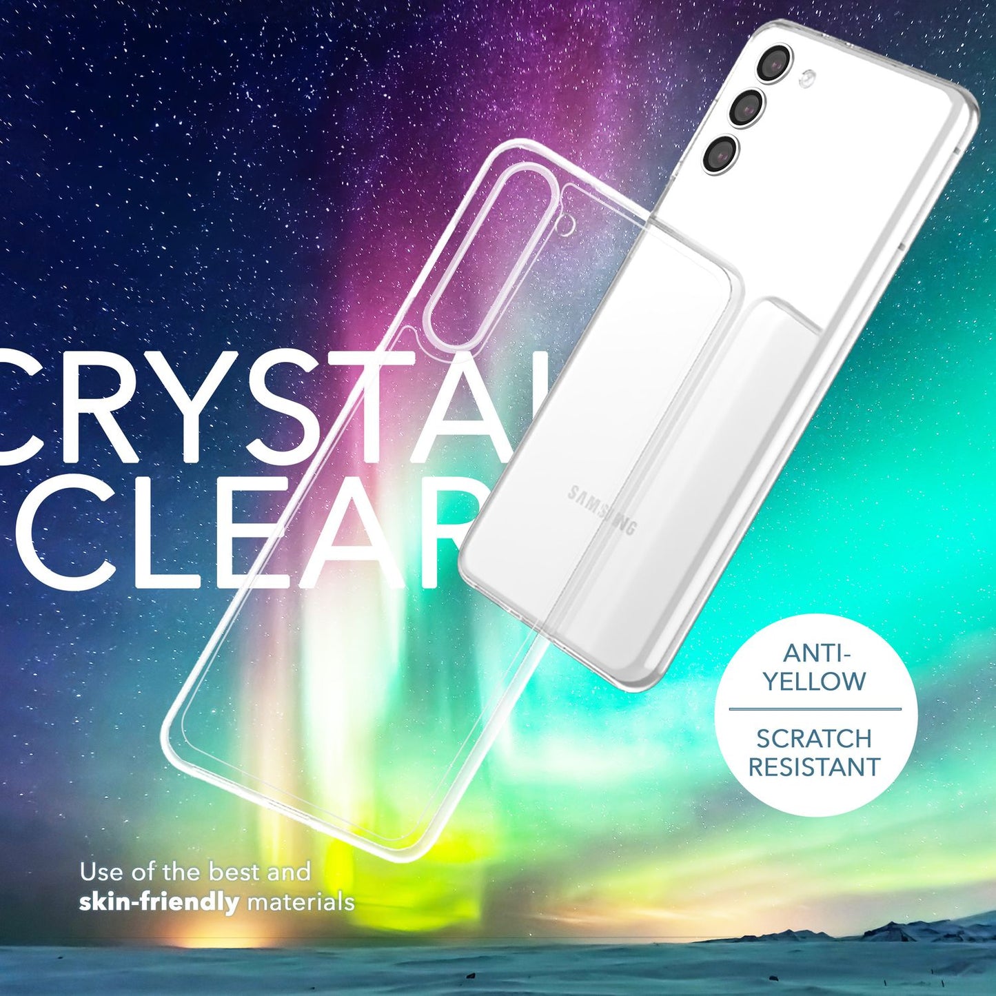 Klare Hülle für Samsung Galaxy S23 Plus, 2x Display- & Kameraschutz, Transparent