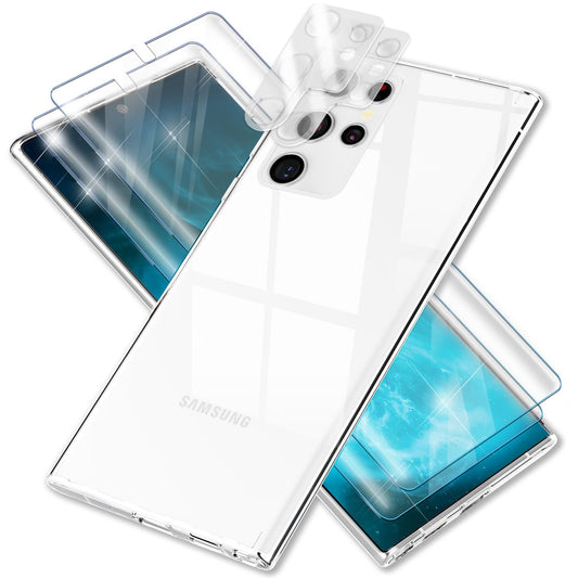 Clear case for Samsung Galaxy S23 Ultra, 2x screen/camera protection, transparent