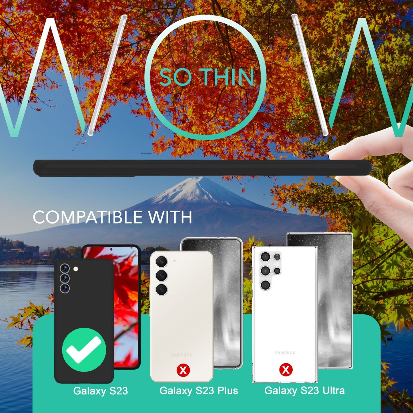 Matt símahulstur, 0,3 mm þunnt, fyrir Samsung Galaxy S23, 2x skjávörn