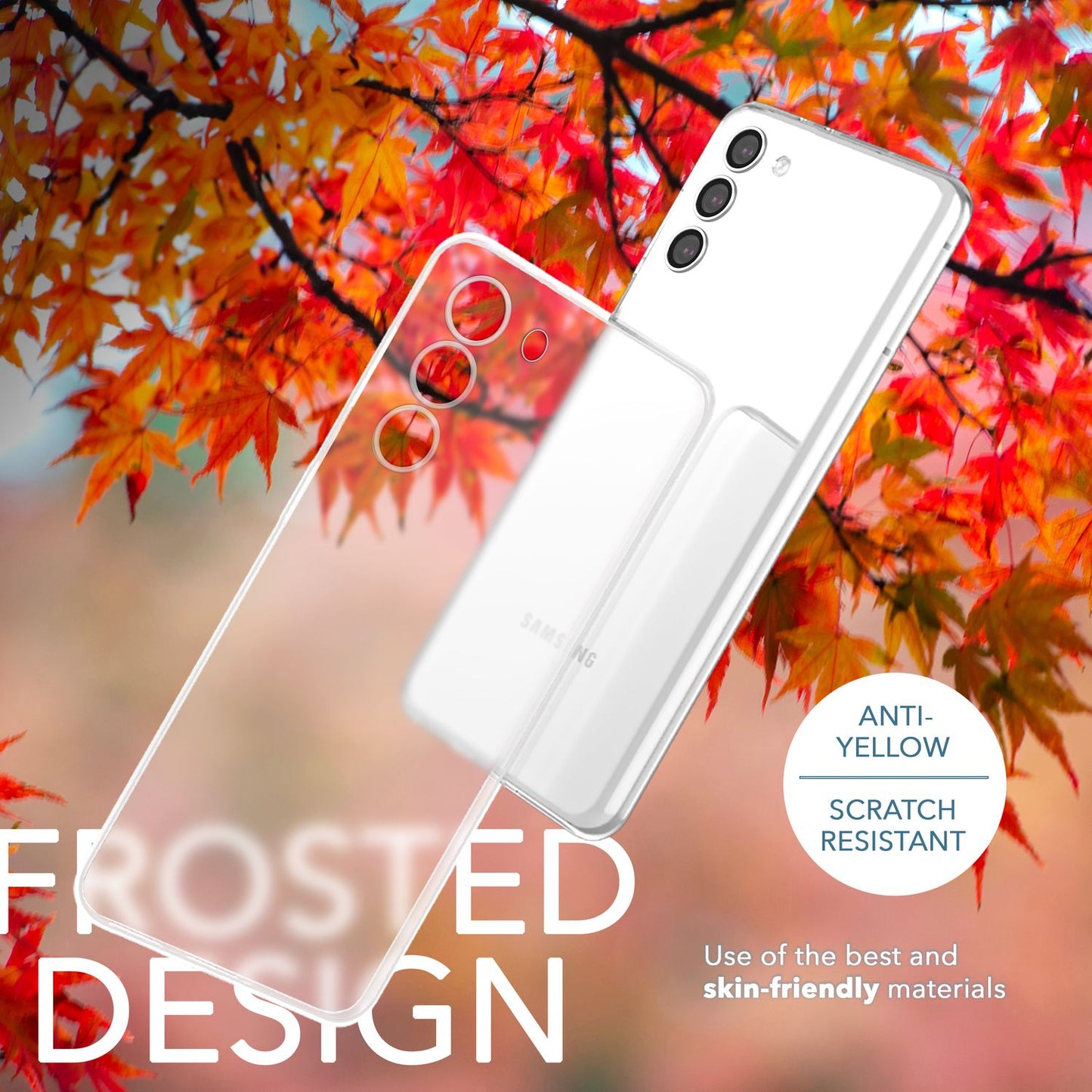 Matt símahulstur, 0,3 mm þunnt, fyrir Samsung Galaxy S23, 2x skjávörn