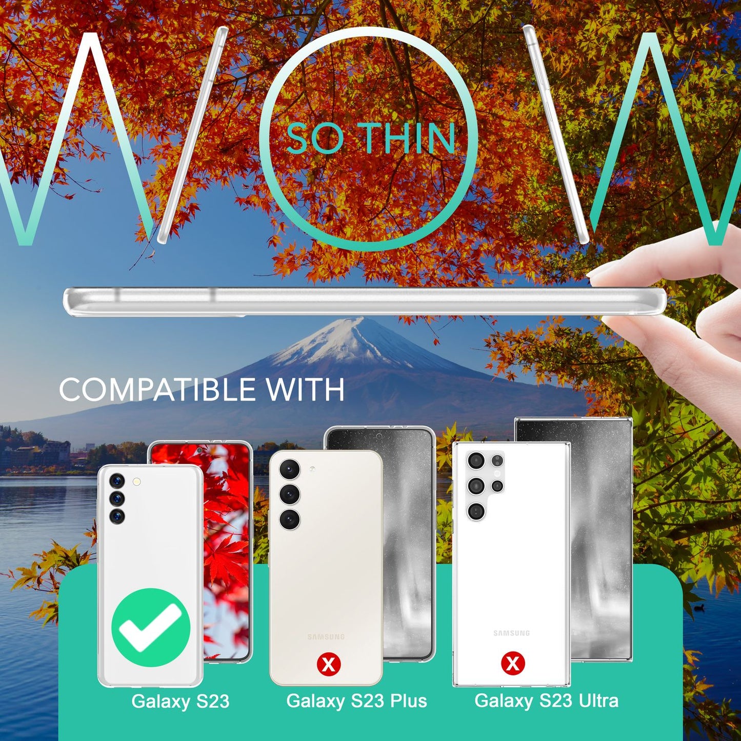 Matt símahulstur, 0,3 mm þunnt, fyrir Samsung Galaxy S23, 2x skjávörn