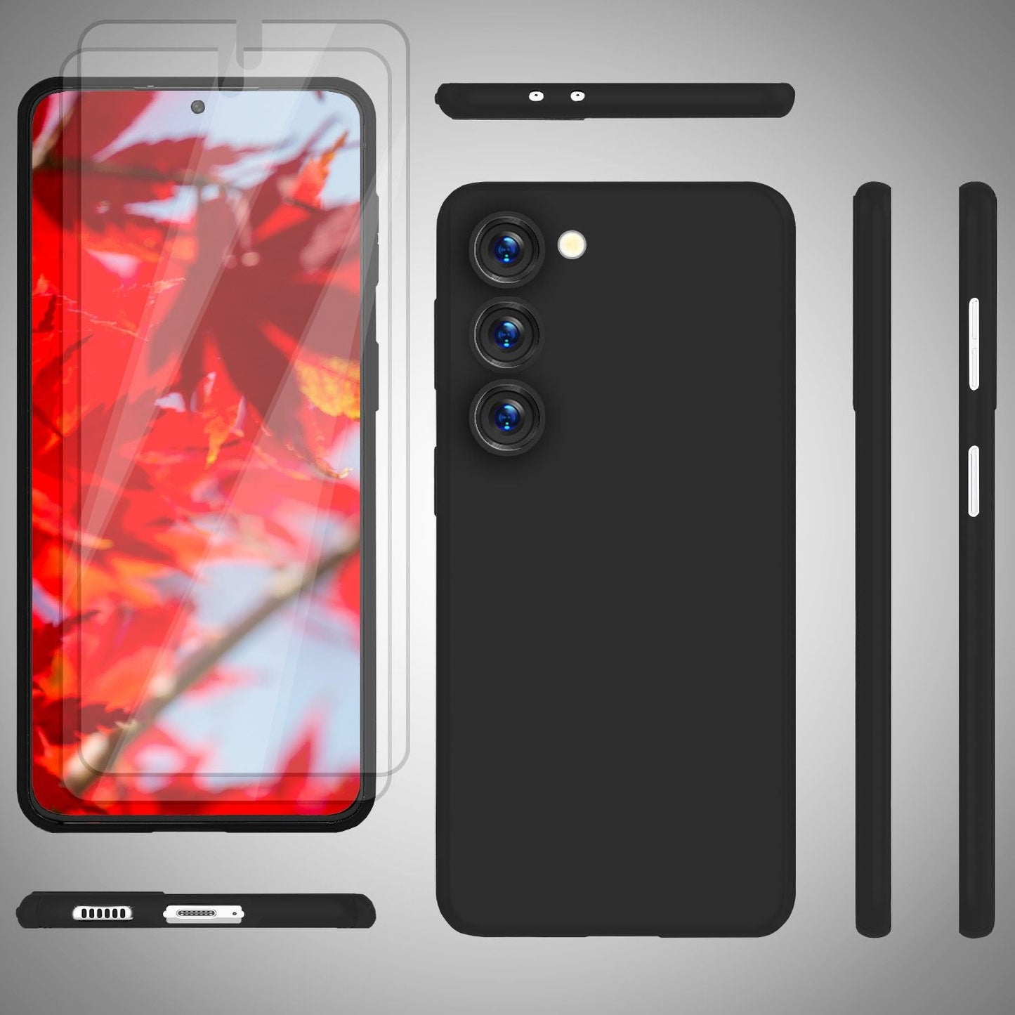 Matte 0.3mm Thin Phone Case for Samsung Galaxy S23 Plus, 2x Screen Protectors