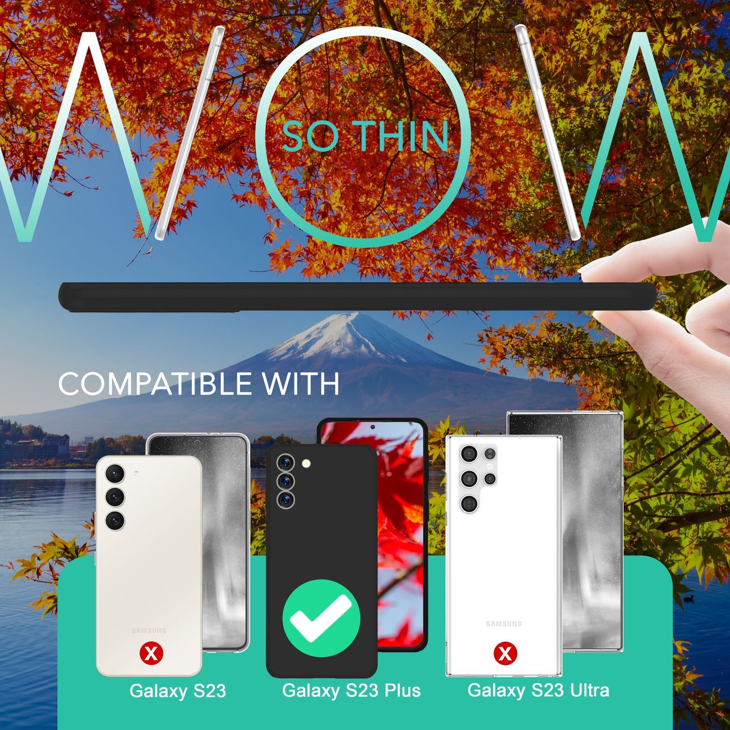 Matte 0.3mm Thin Phone Case for Samsung Galaxy S23 Plus, 2x Screen Protectors